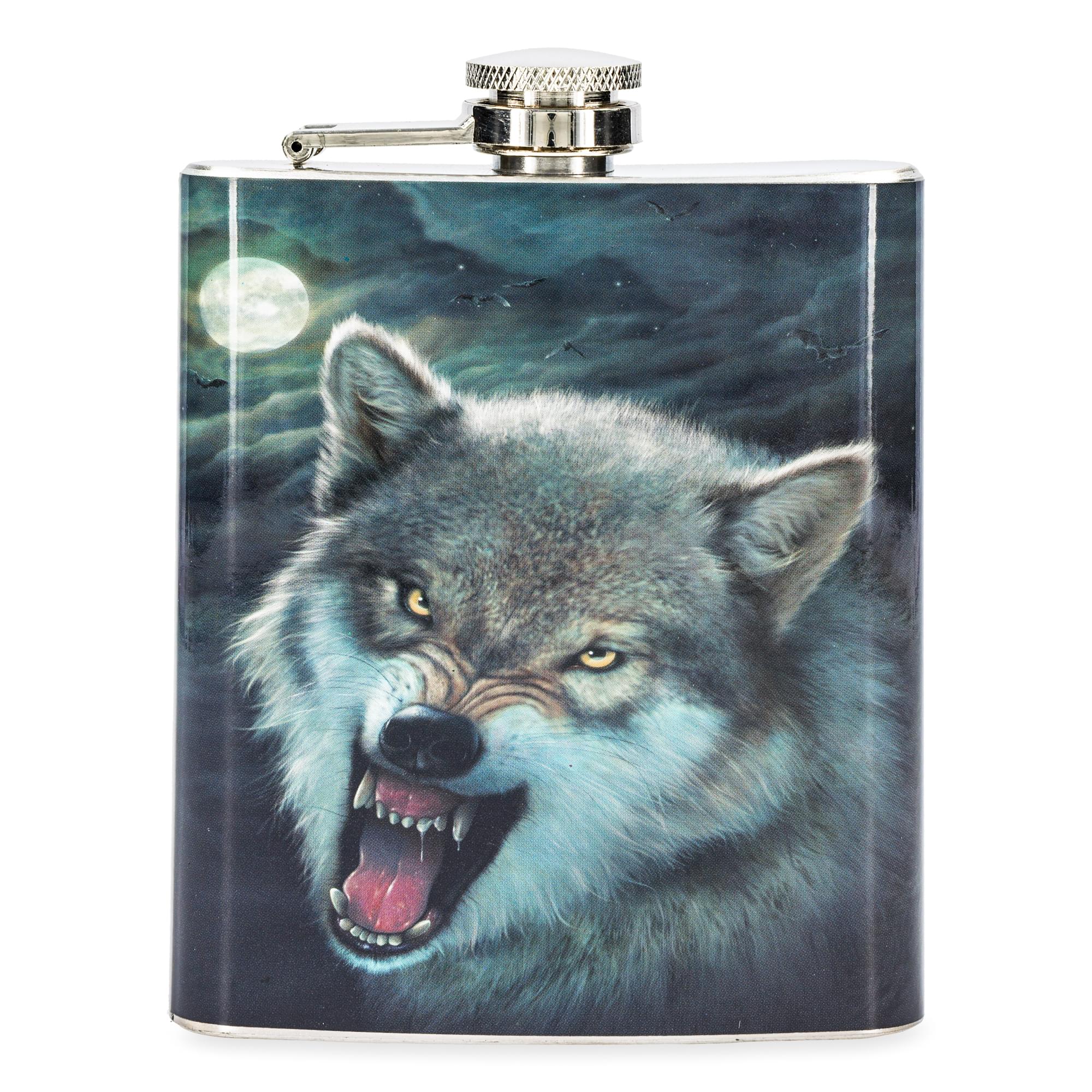 Growling Wolf 7oz Flask
