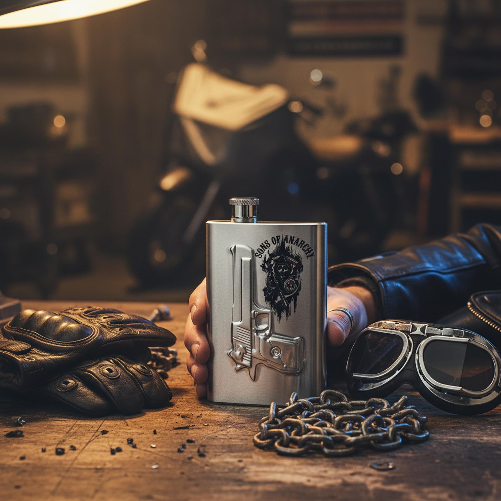 Sons of Anarchy Gun Logo 6 oz. Flask