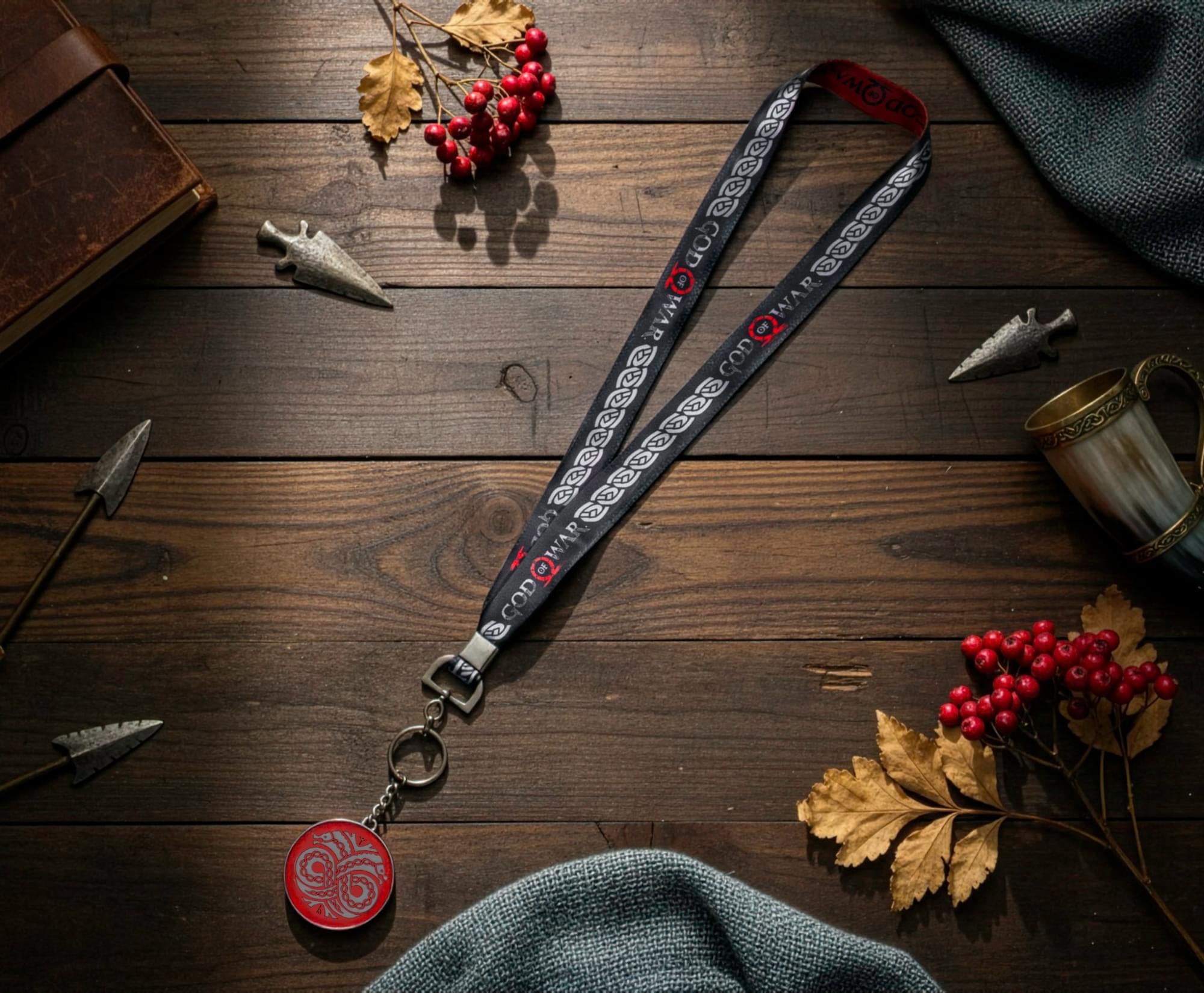God of War 2018 Logo Lanyard with ID Tag and Charm