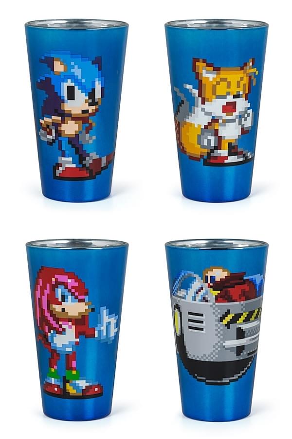 Sonic The Hedgehog Pixelated Pint Glass Set of 4