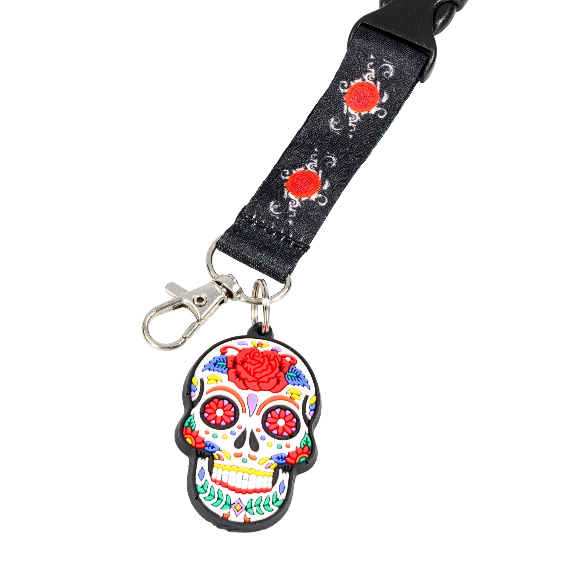 Day of the Dead Sugar Skull Charm Lanyard
