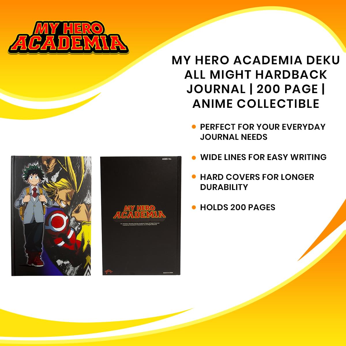 My Hero Academia Deku All Might Hardback Journal | 200 Page | Anime collectible