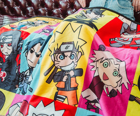 Naruto Character Collage Fleece Throw Blanket With Sherpa Backing | 50 x 60 Inch