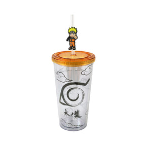 Naruto Shippuden Hidden Leaf Village 16oz Plastic Carnival Cup w/ Topper Straw