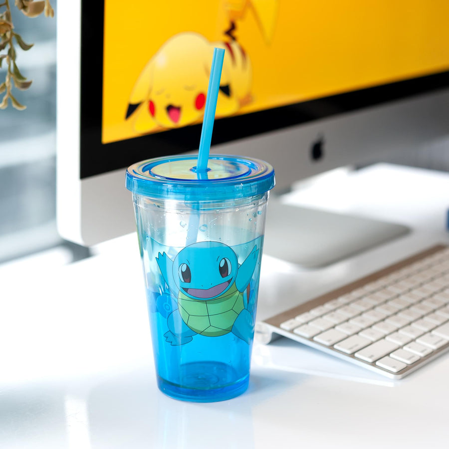 Pokemon Squirtle 16-Ounce Waterfill Carnival Cup With Lid and Straw