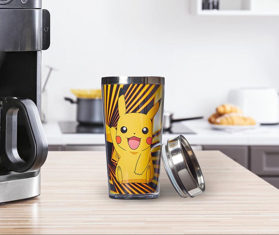 Pokemon Pikachu Travel Mug - 16oz BPA-Free Car Tumbler with Spill-Proof Lid