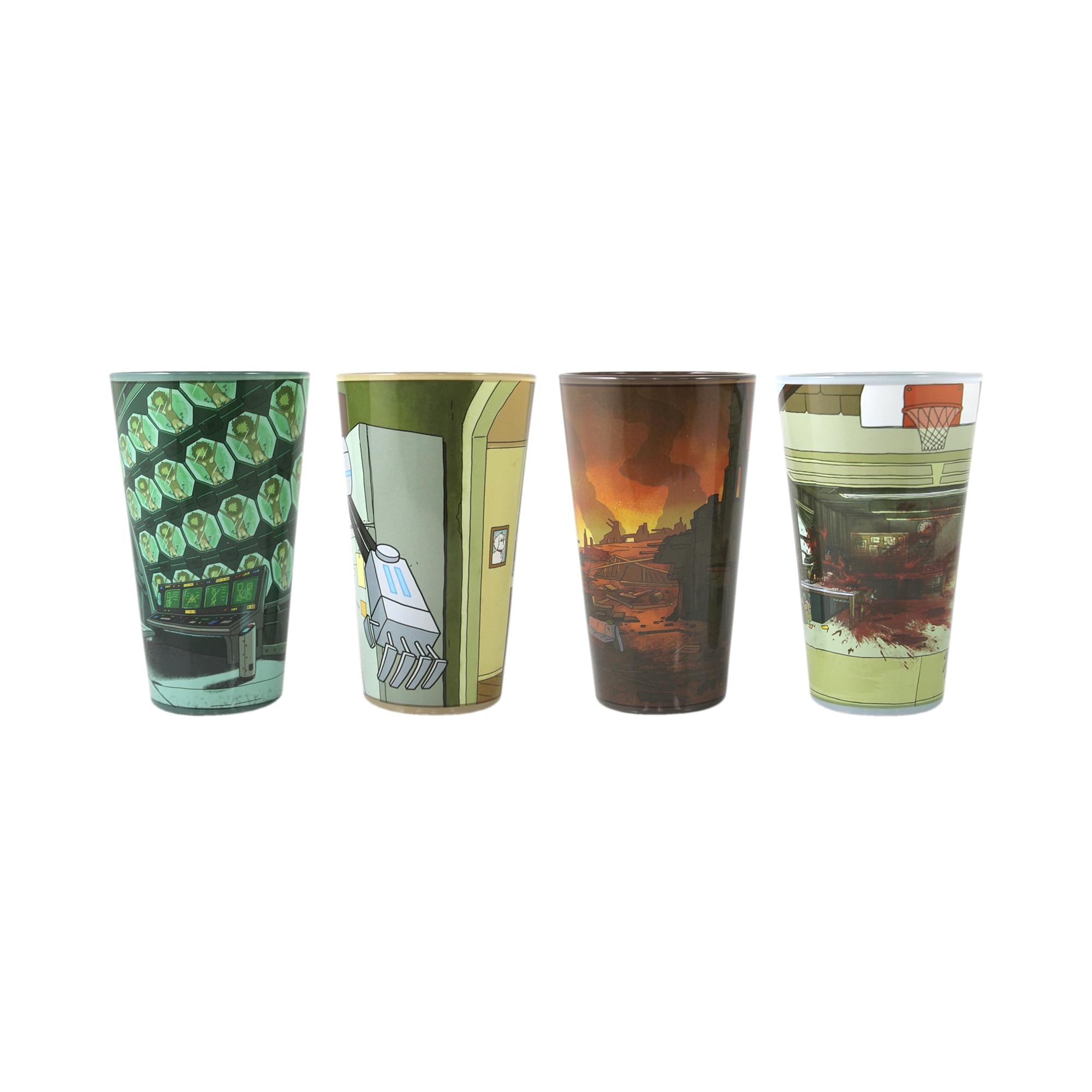 Rick and Morty 16 Ounce Pint Glass Set of 4 | Rick | Morty | Jerry | Snuffles