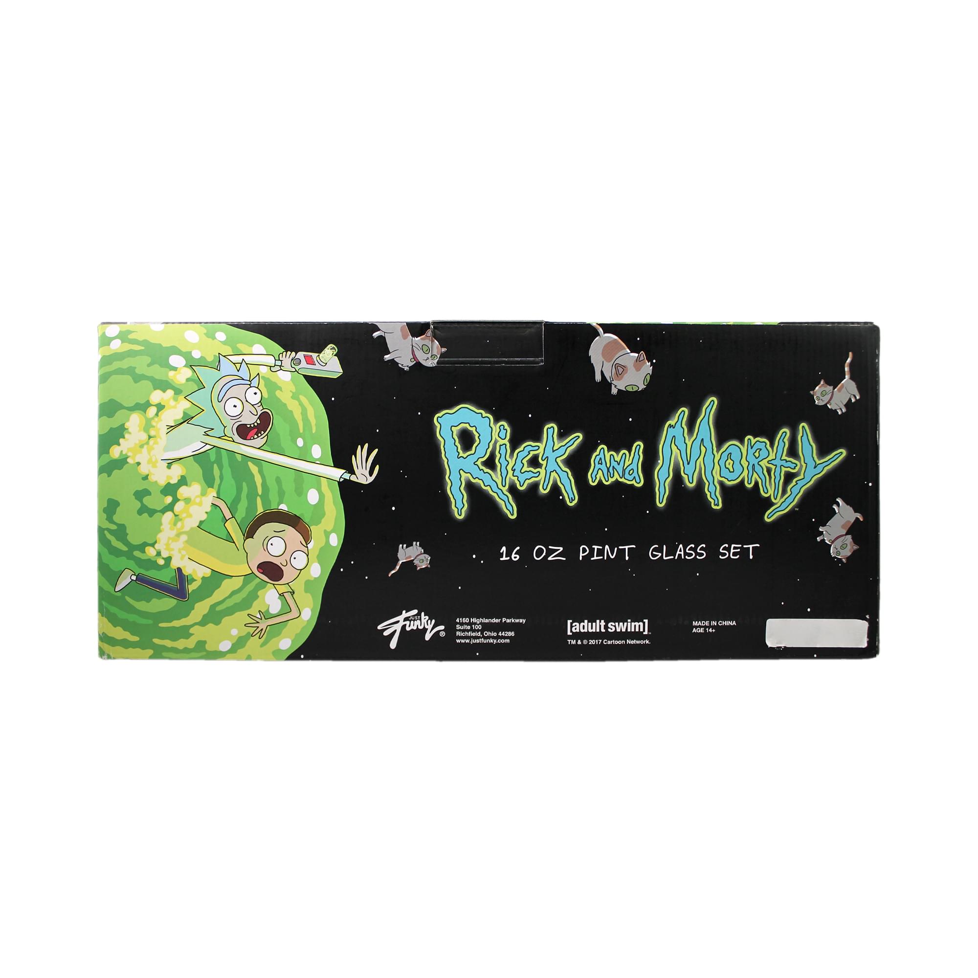Rick and Morty 16 Ounce Pint Glass Set of 4 | Rick | Morty | Jerry | Snuffles