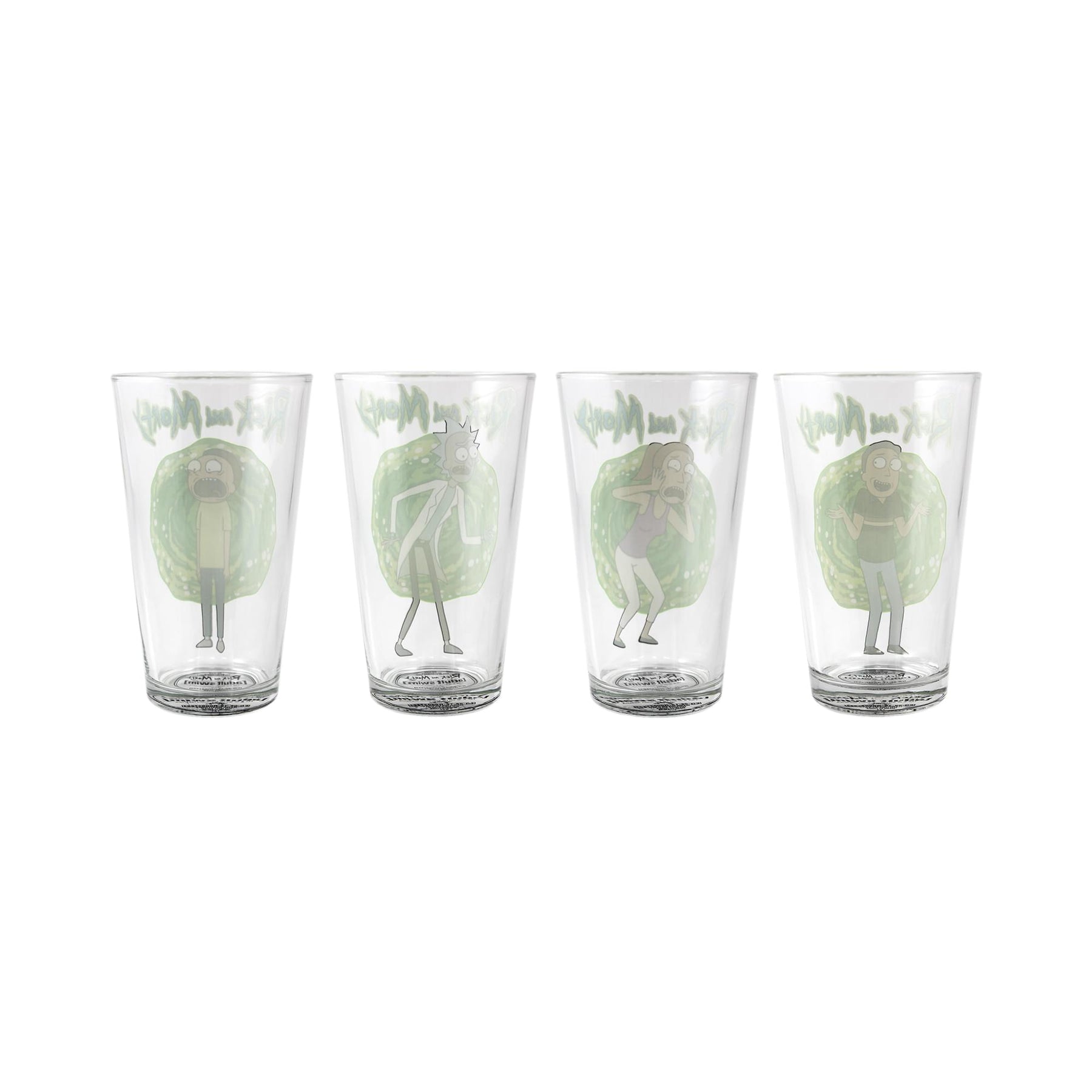 Rick and Morty 16 Ounce Pint Glass Set of 4 | Rick | Morty | Beth | Jerry