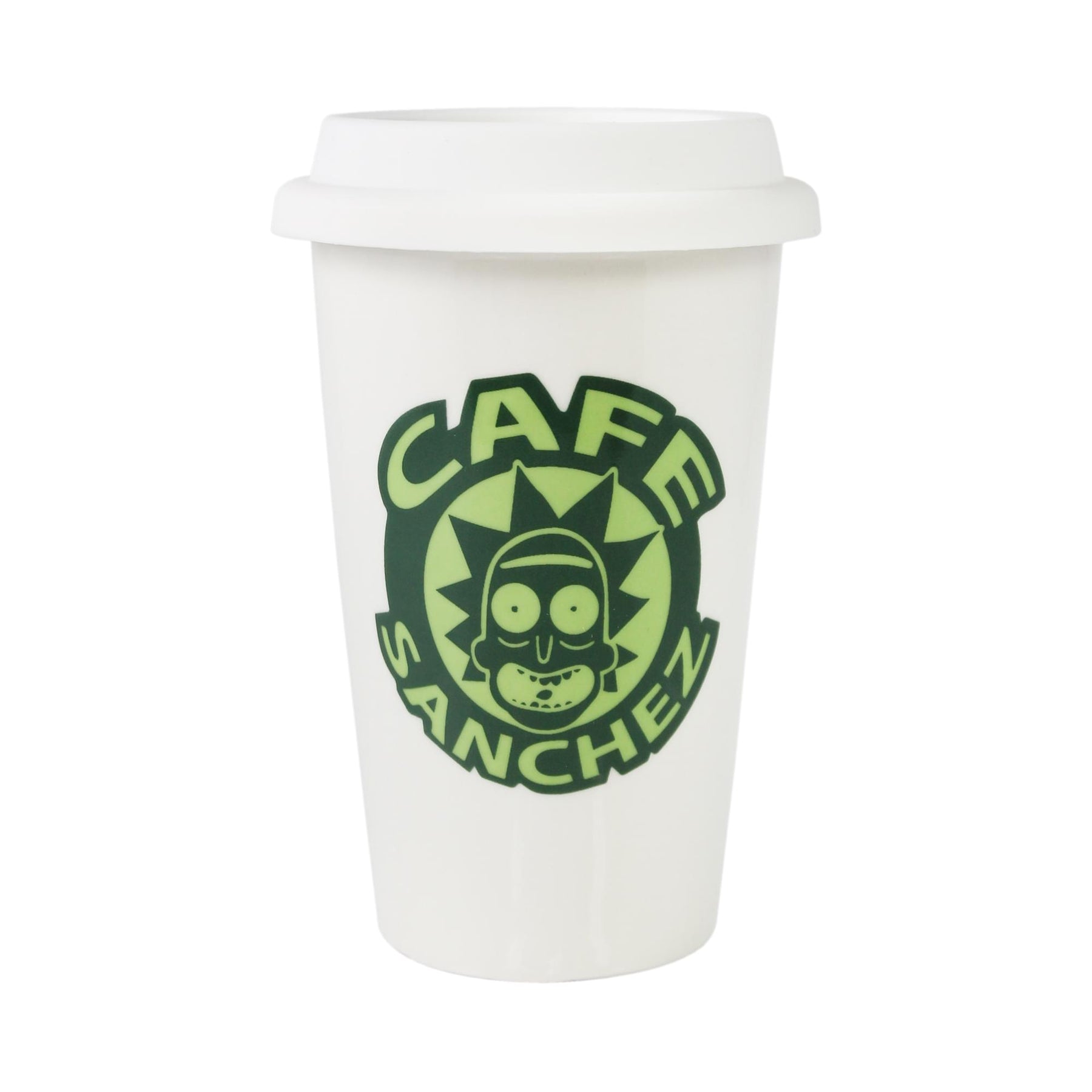 Rick and Morty Cafe Sanchez 12 Ounce Coffee Cup with Lid
