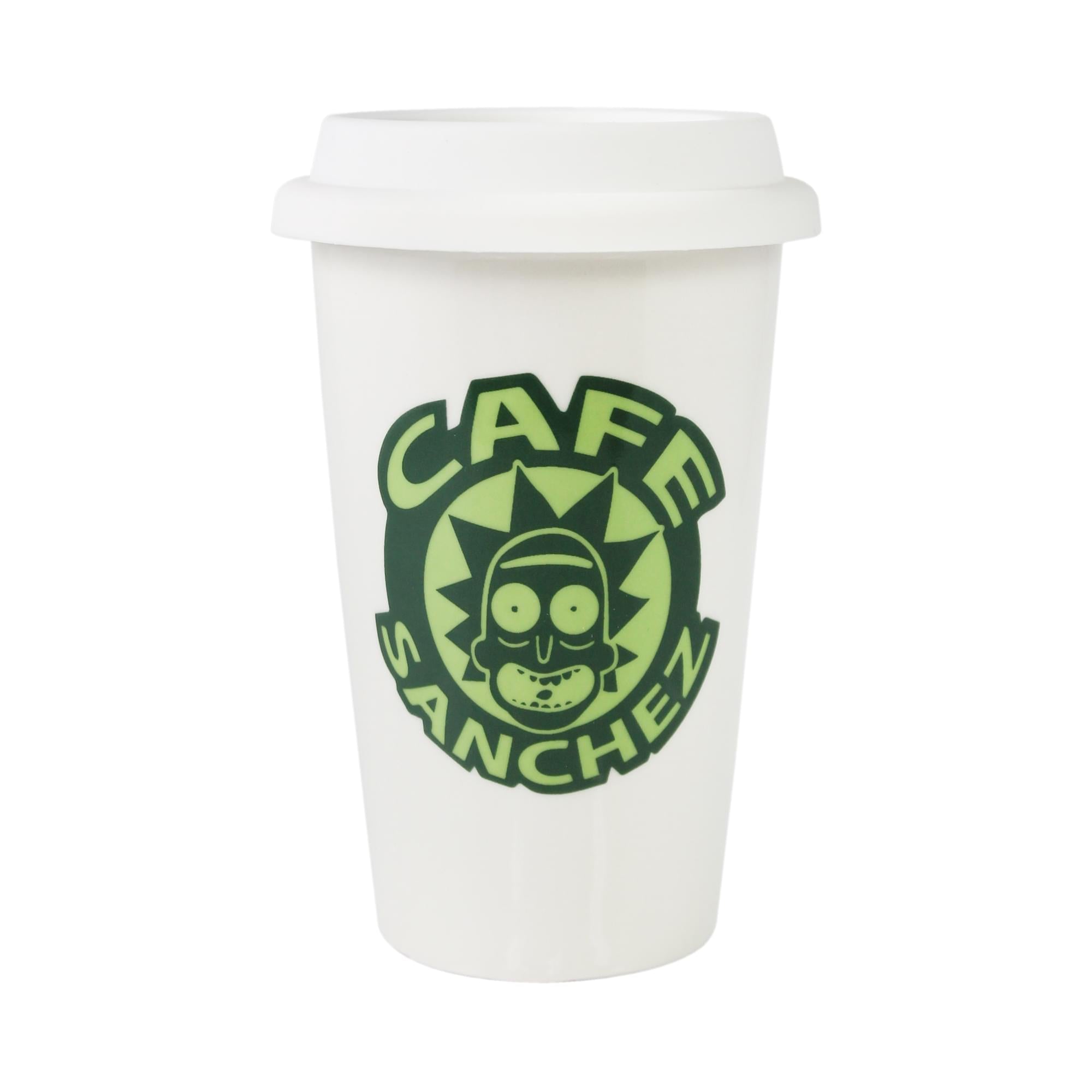 Rick and Morty Cafe Sanchez 12 Ounce Coffee Cup with Lid