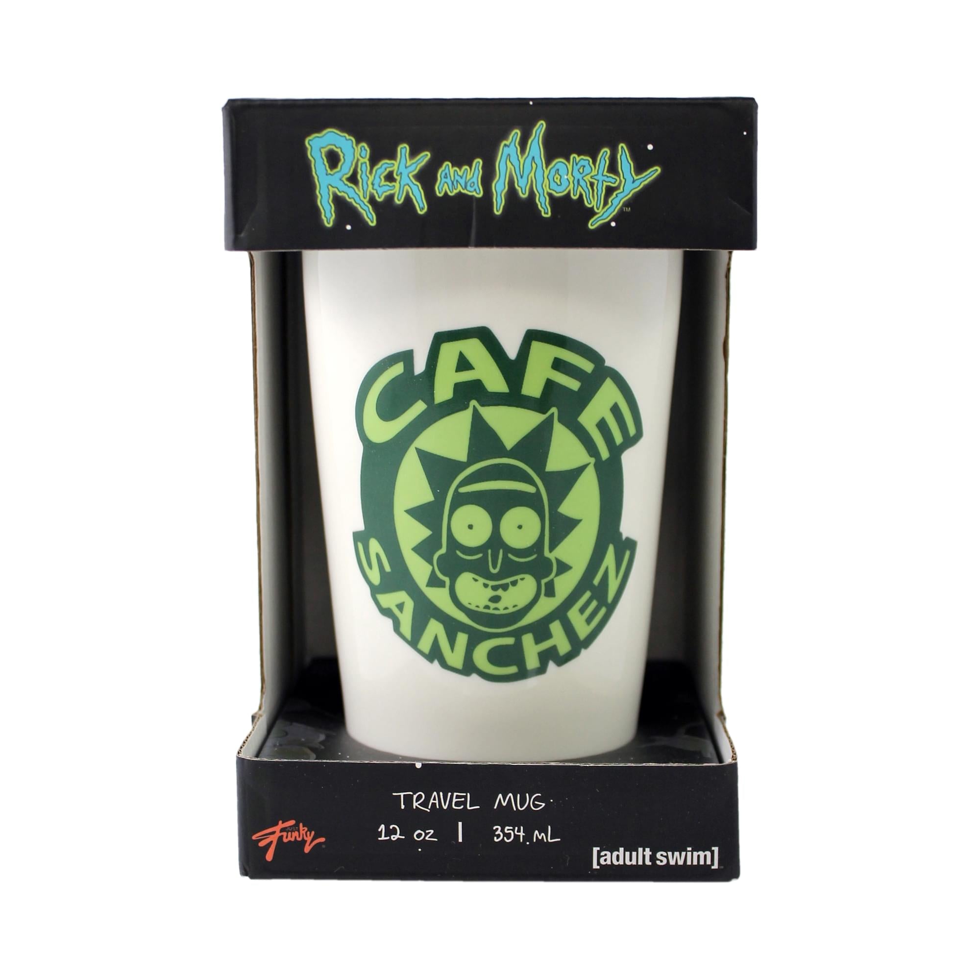 Rick and Morty Cafe Sanchez 12 Ounce Coffee Cup with Lid