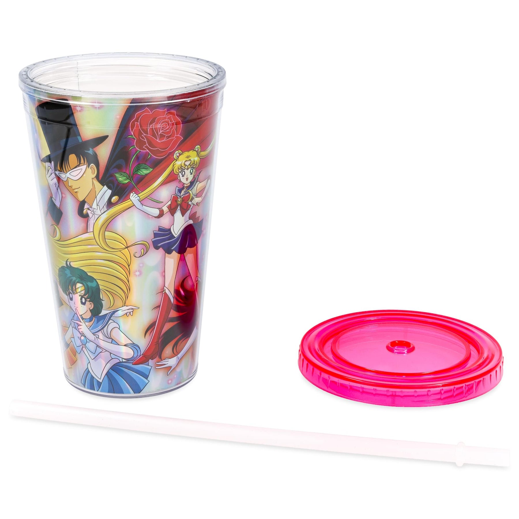 Sailor Moon Cast Holographic Foil 16oz Carnival Cup w/ Straw & Lid