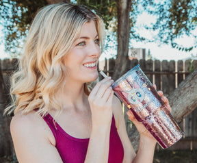 Sailor Moon Luna and Artemis Glitter Tumbler With Lid and Straw | Hold 31 Ounces