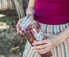 Sailor Moon Luna and Artemis Glitter Tumbler With Lid and Straw | Hold 31 Ounces