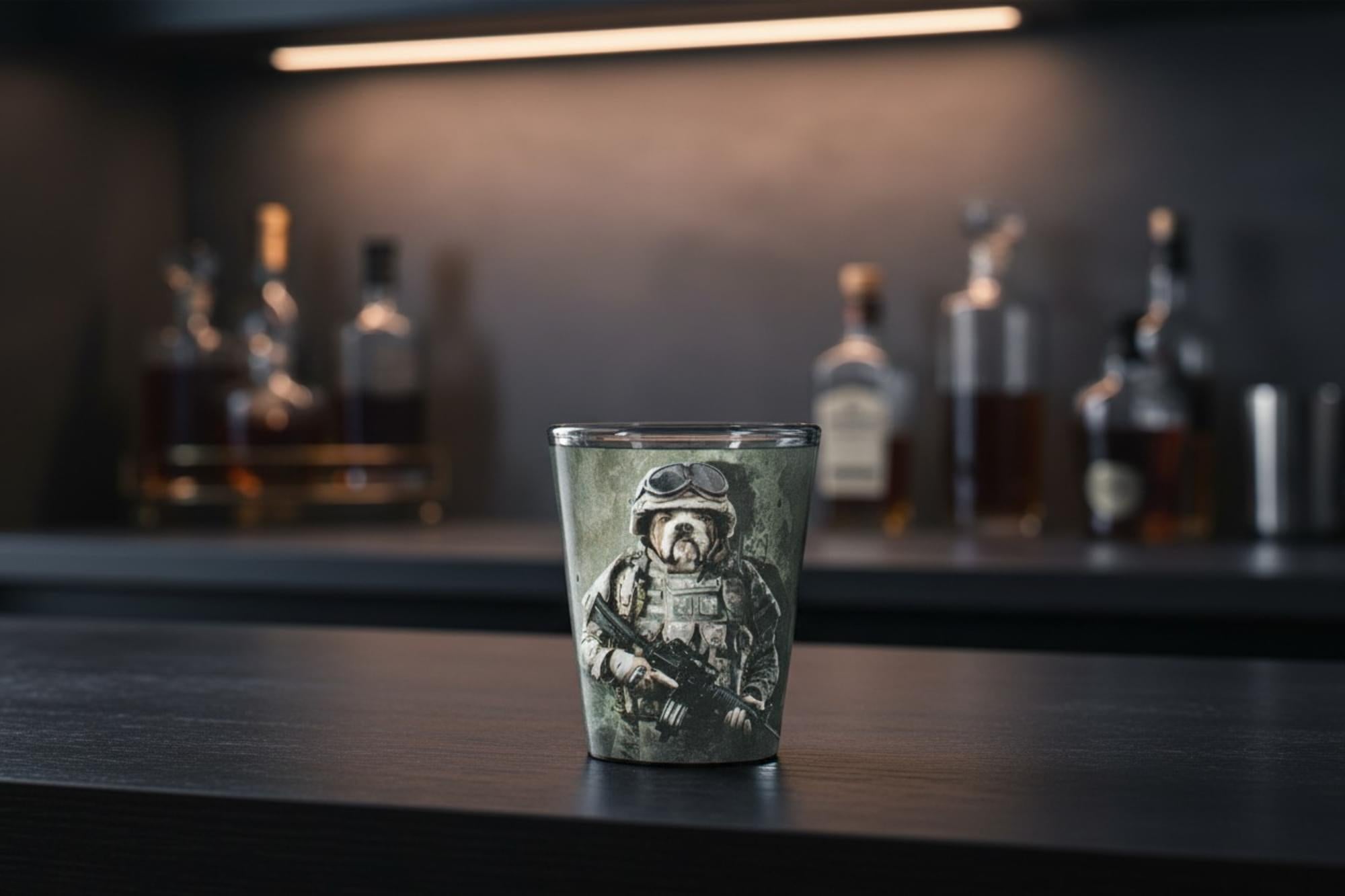 Combat Marine Dog 2oz Shot Glass