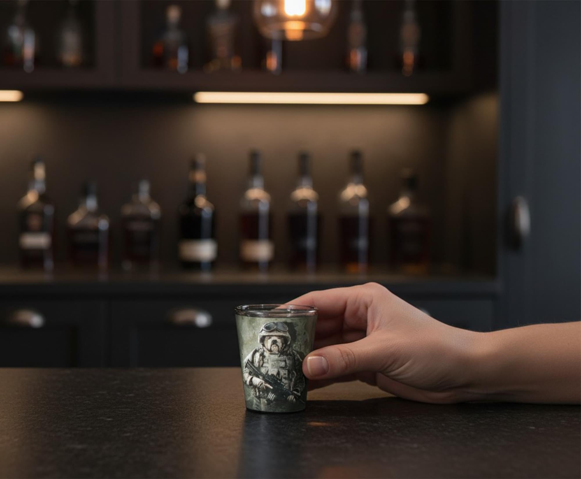Combat Marine Dog 2oz Shot Glass