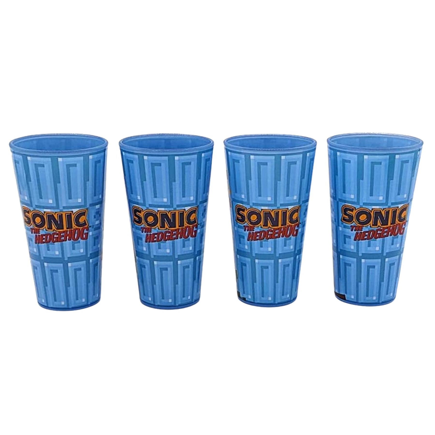 Sonic the Hedgehog Pivel Design 16 oz Glass Tumbler Cups | Set of 4