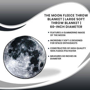 The Moon Fleece Throw Blanket | Large Soft Throw Blanket | 60-Inch Diameter