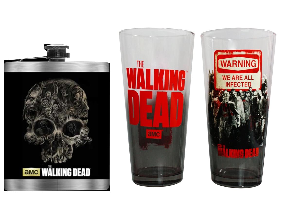 The Walking Dead Walker Bundle, Pint Glass 2-Pack and 8oz Flask