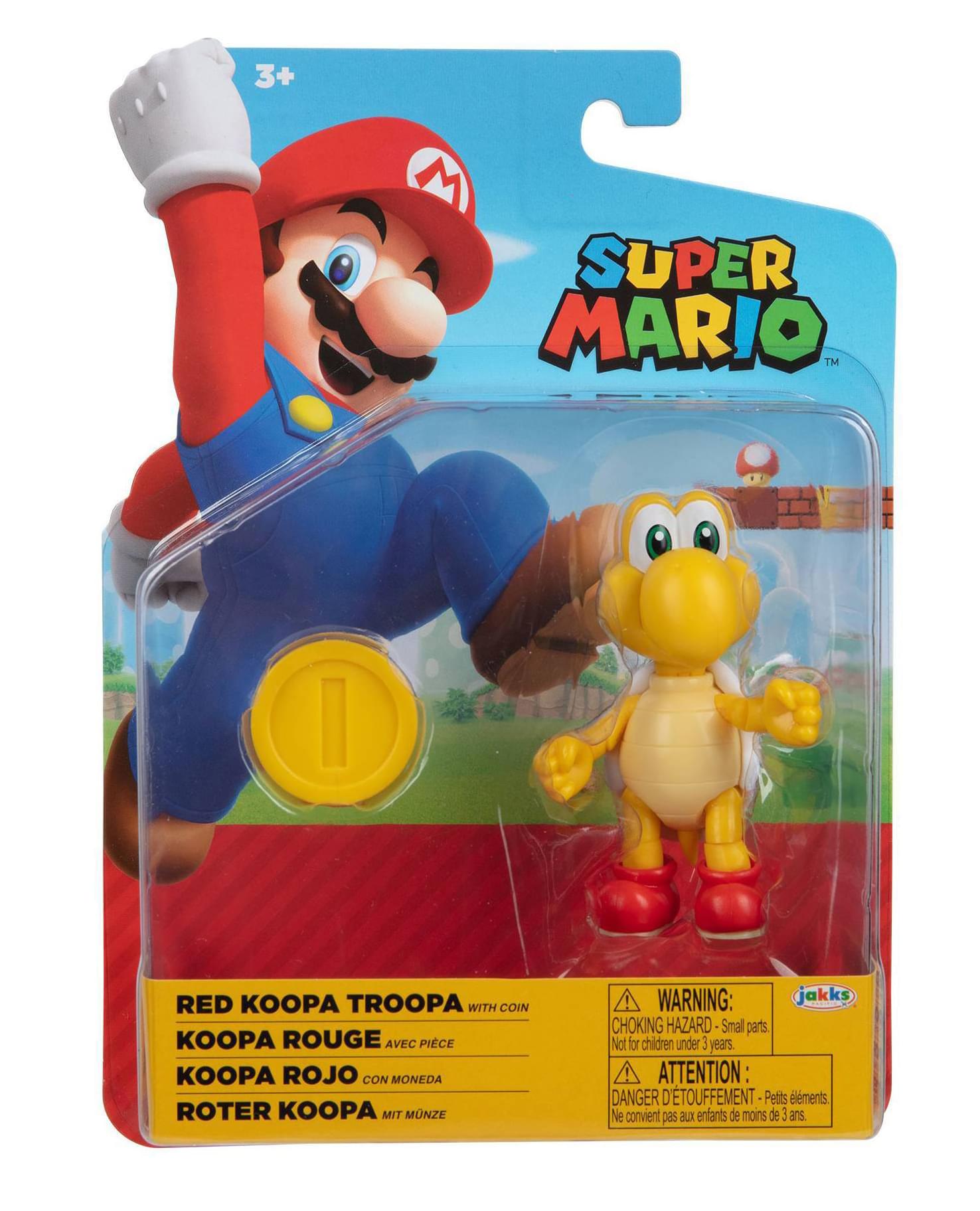 Super Mario 4 Inch Action Figure | Red Koopa w/ Coin