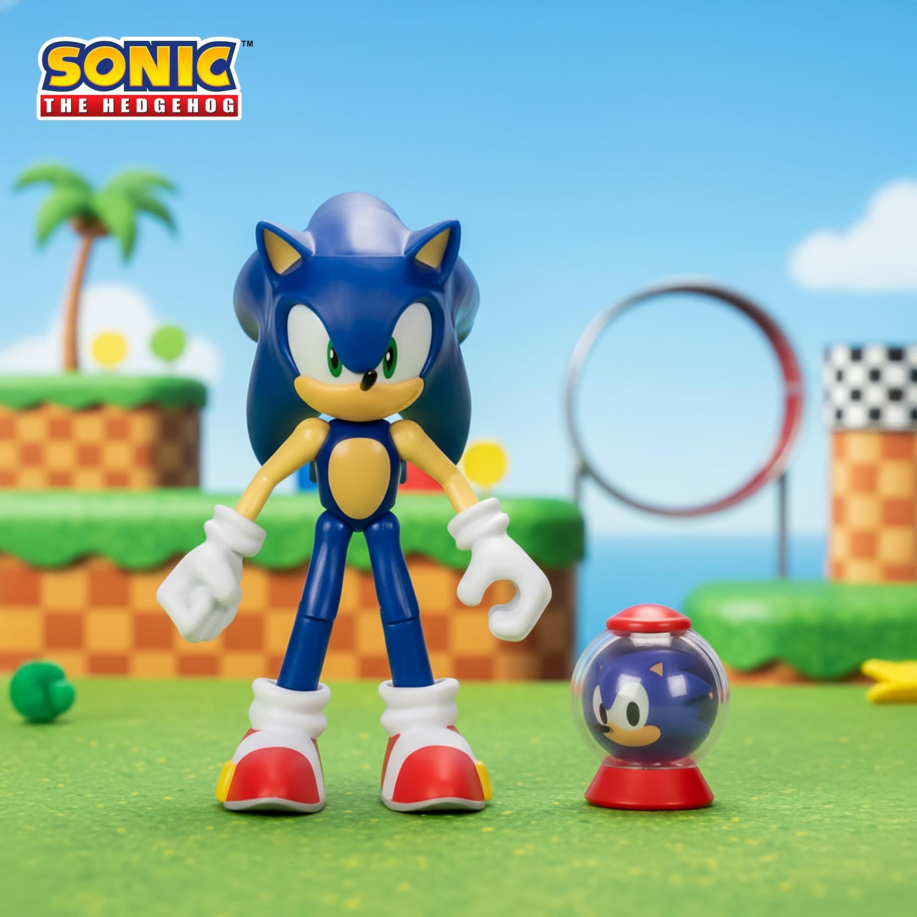 Sonic The Hedgehog 4-Inch Action Figure | Modern Sonic with 1 Up Item Box