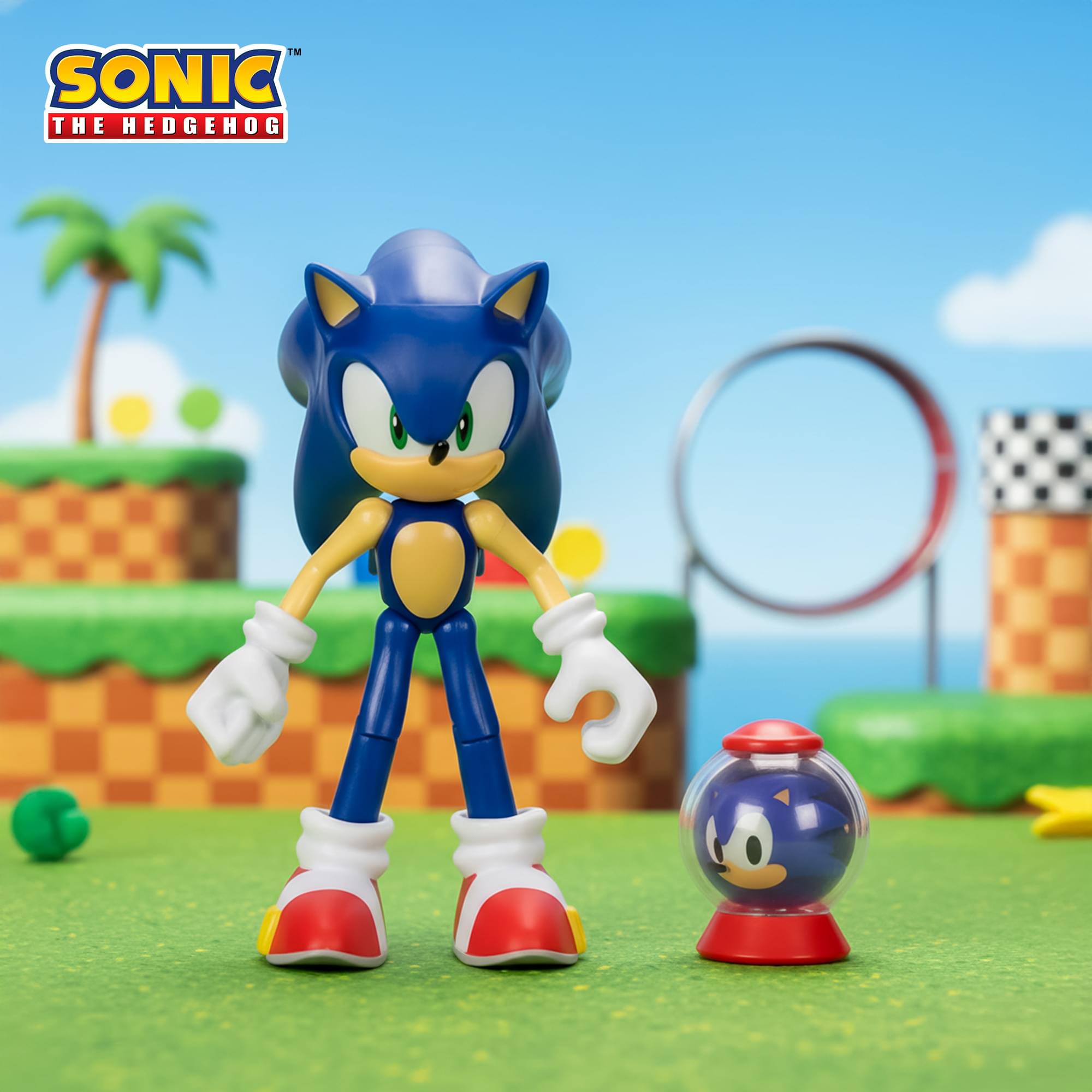Sonic The Hedgehog 4-Inch Action Figure | Modern Sonic with 1 Up Item Box