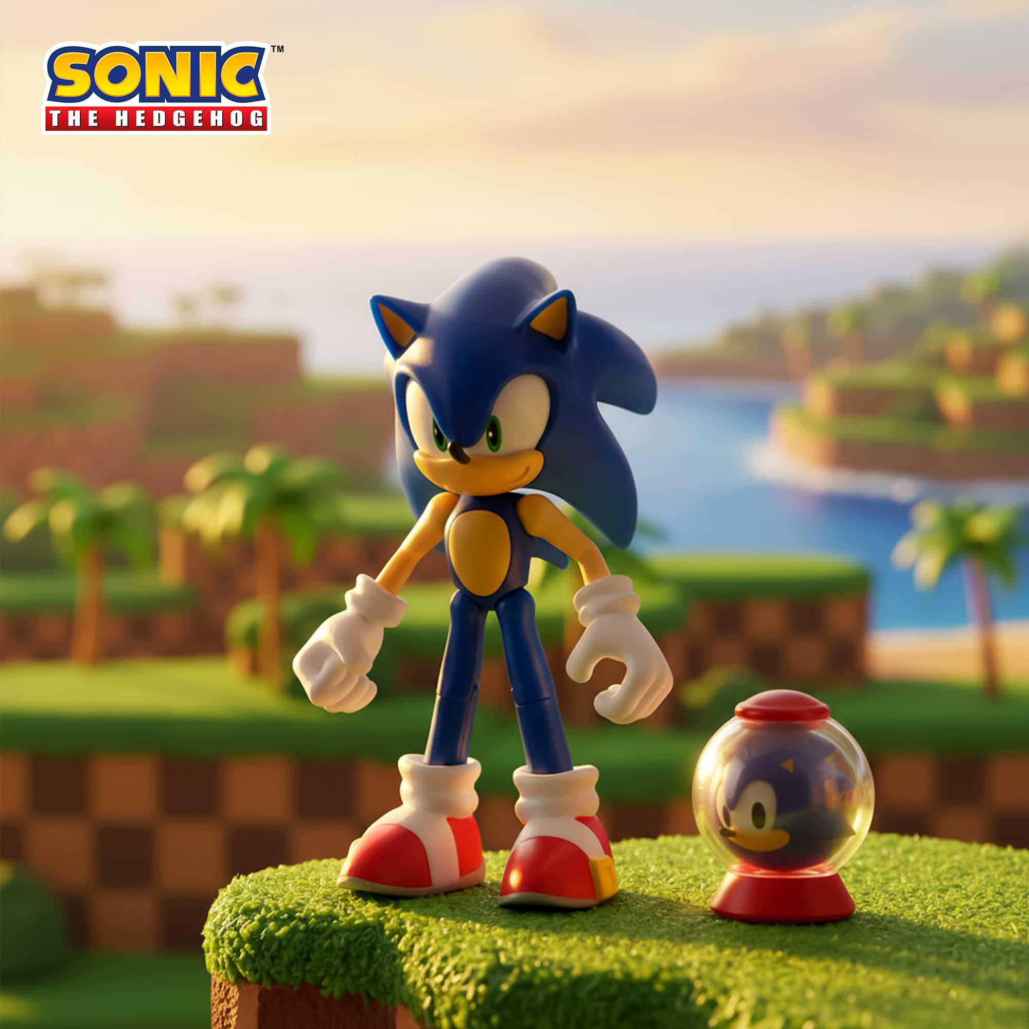 Sonic The Hedgehog 4-Inch Action Figure | Modern Sonic with 1 Up Item Box