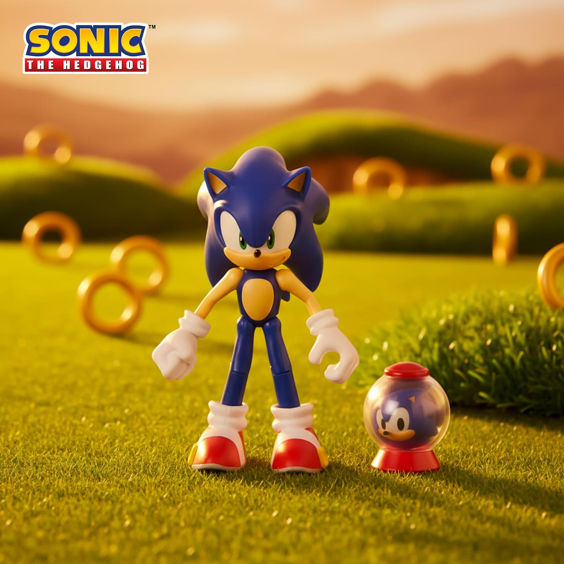 Sonic The Hedgehog 4-Inch Action Figure | Modern Sonic with 1 Up Item Box