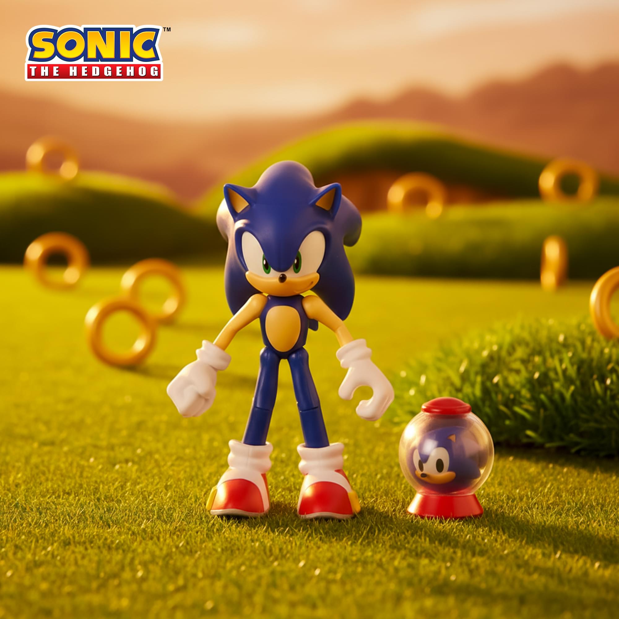 Sonic The Hedgehog 4-Inch Action Figure | Modern Sonic with 1 Up Item Box