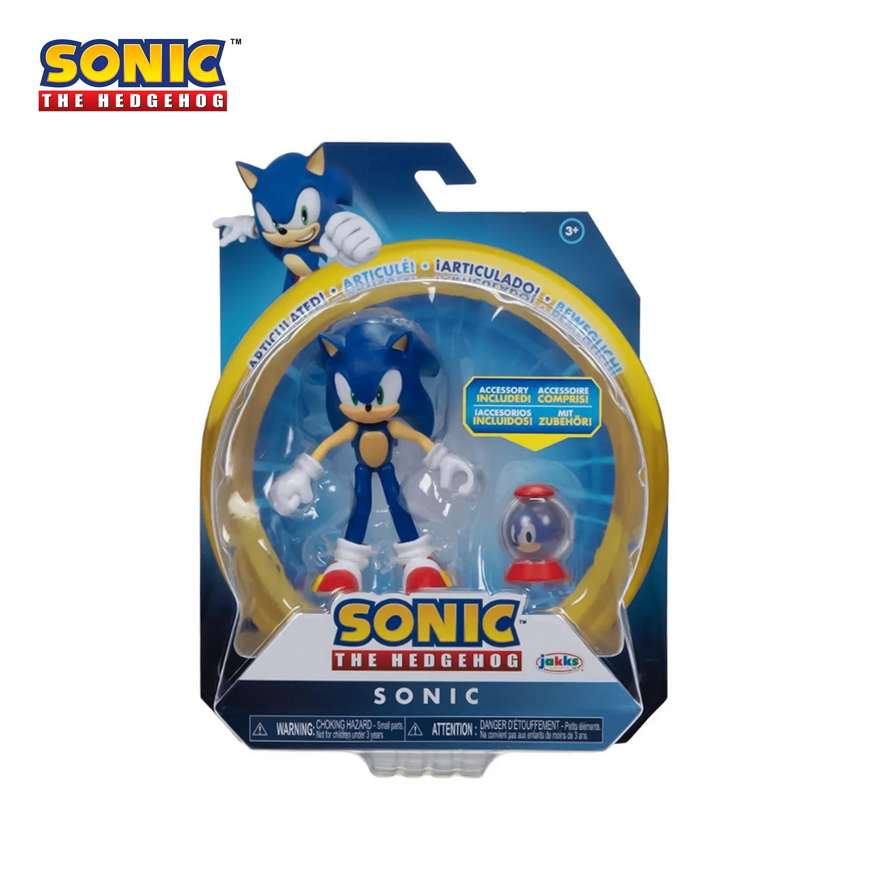 Sonic The Hedgehog 4-Inch Action Figure | Modern Sonic with 1 Up Item Box