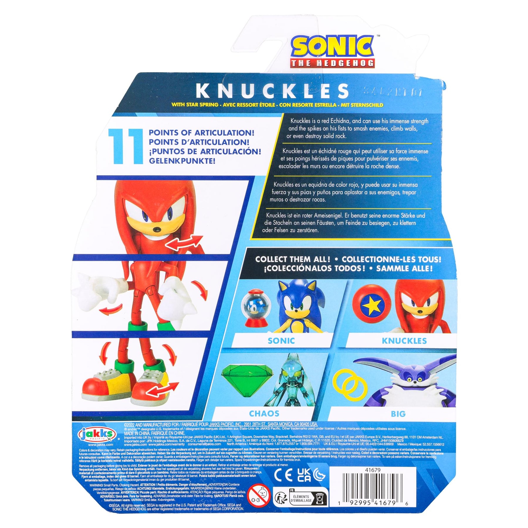 Sonic The Hedgehog 4-Inch Action Figure | Modern Knuckes With Star Spring