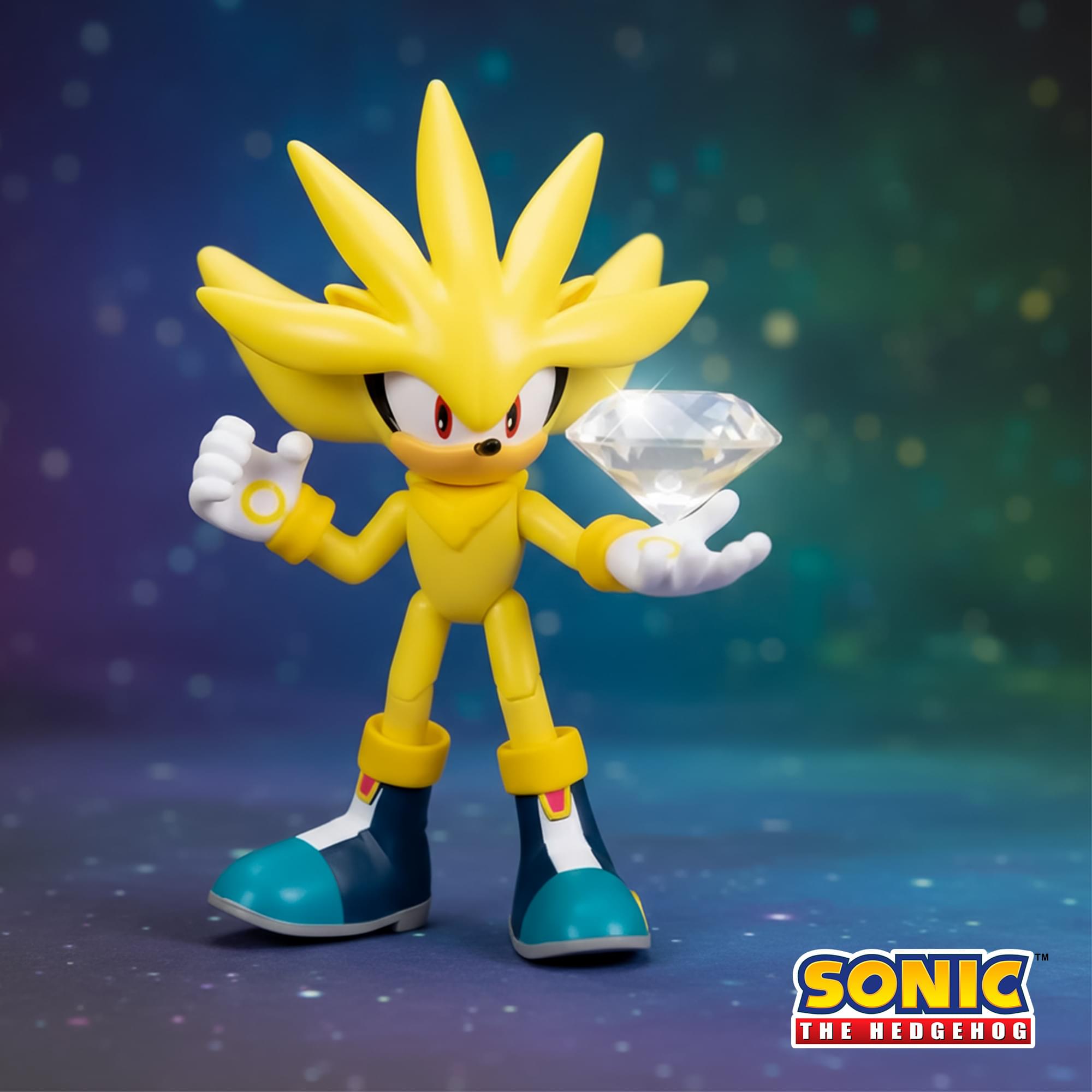 Sonic The Hedgehog 4-Inch Action Figure | Super Silver with White Emerald