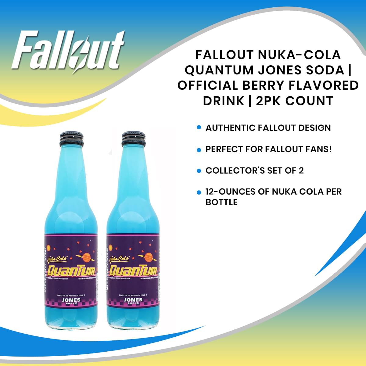 Fallout Nuka-Cola Quantum Jones Soda | Official Berry Flavored Drink | 2PK Count