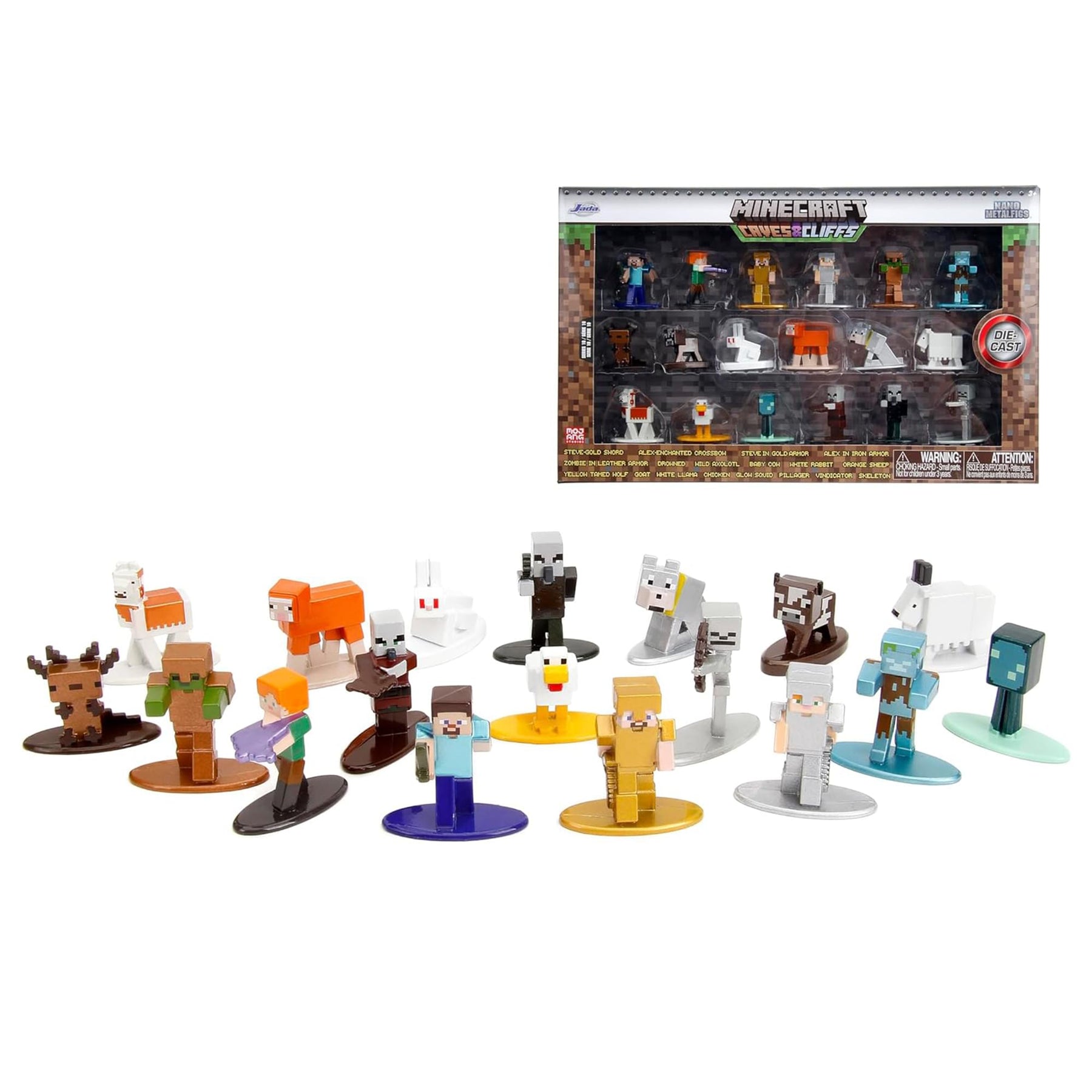 Minecraft Caves & Cliffs 1.65 Inch Die-Cast Figure 18-Pack | Wave 10