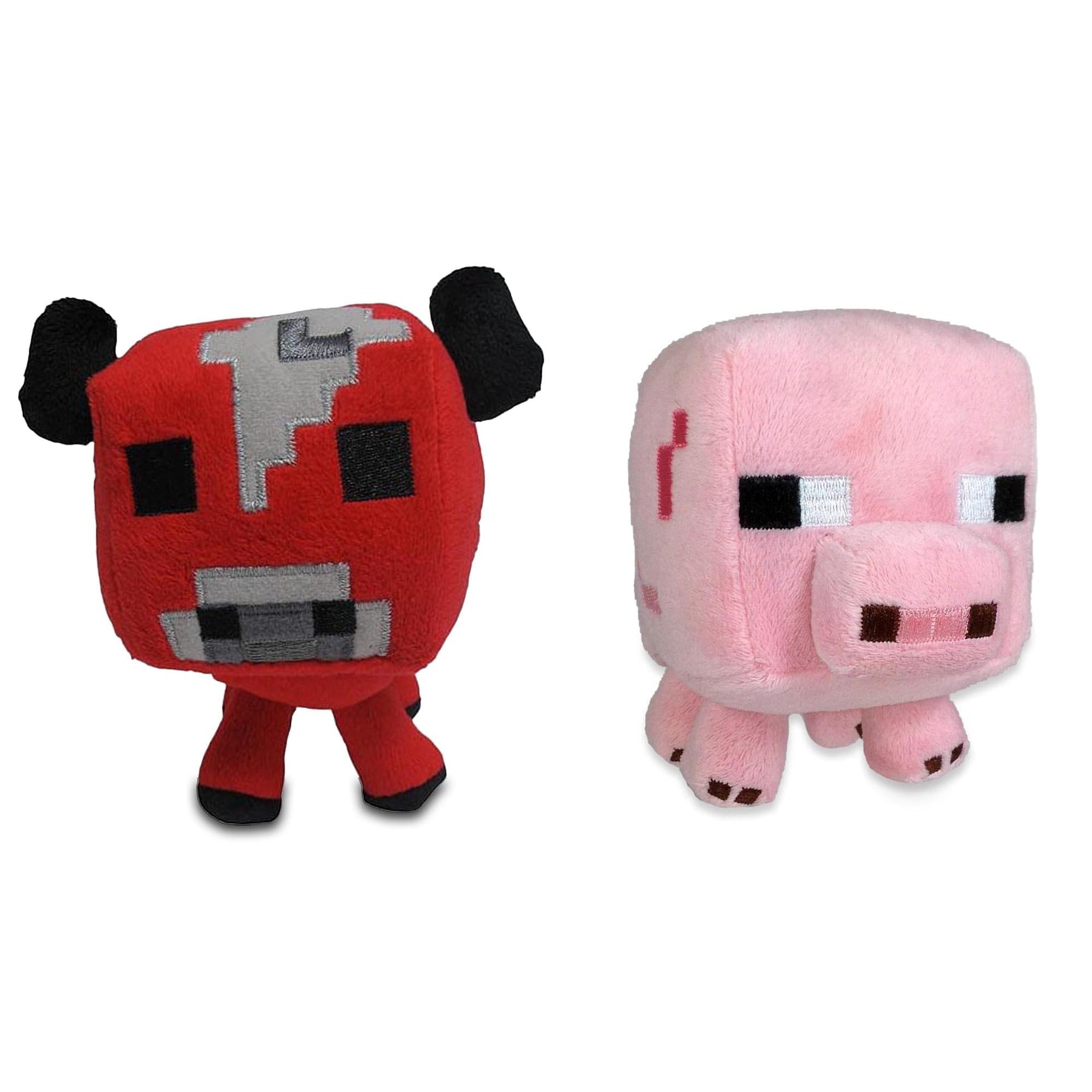 Minecraft 7" Animal Plush Pig & Mooshroom Cow Set Of 2