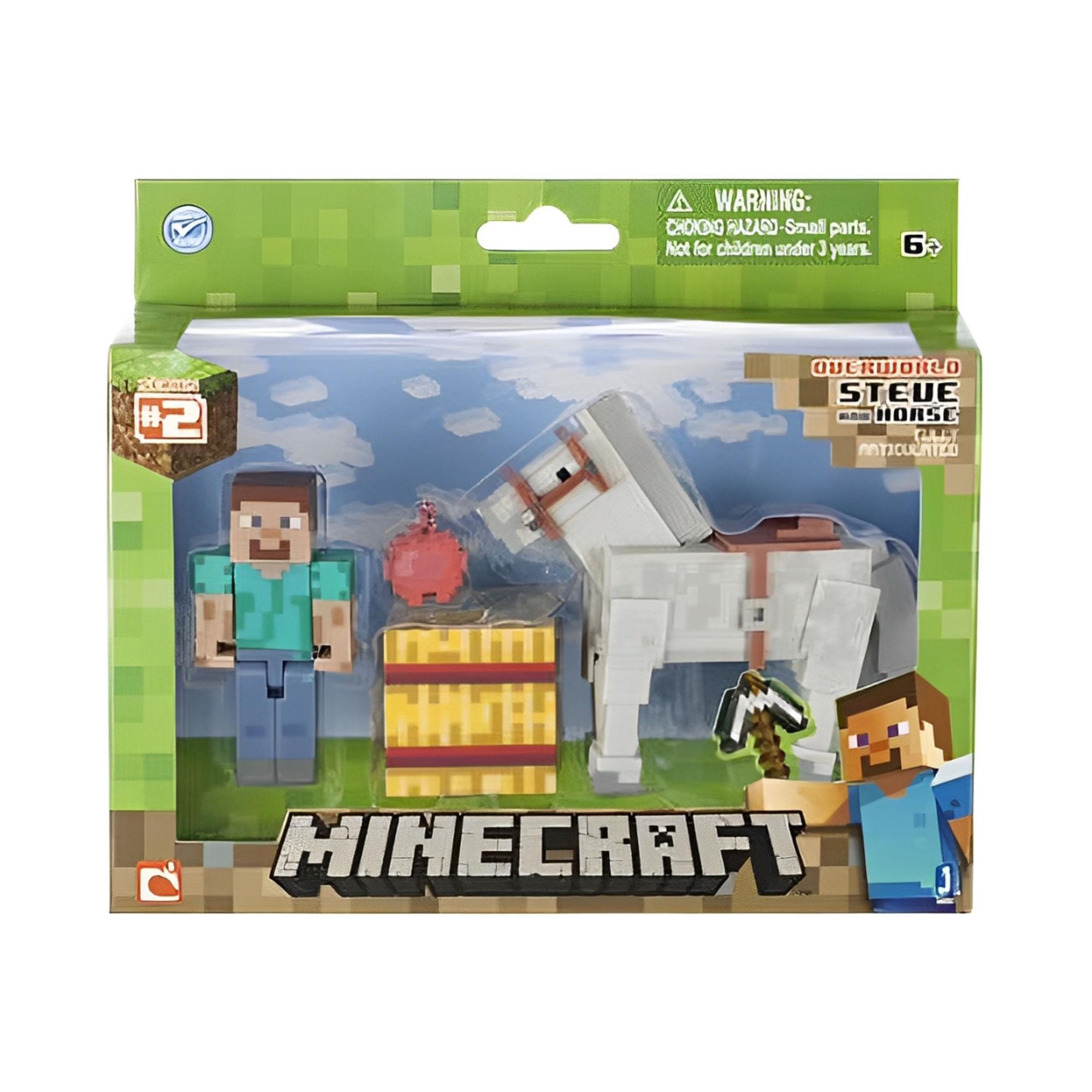 Minecraft 3" Action Figure 2-Pack: Steve with White Horse