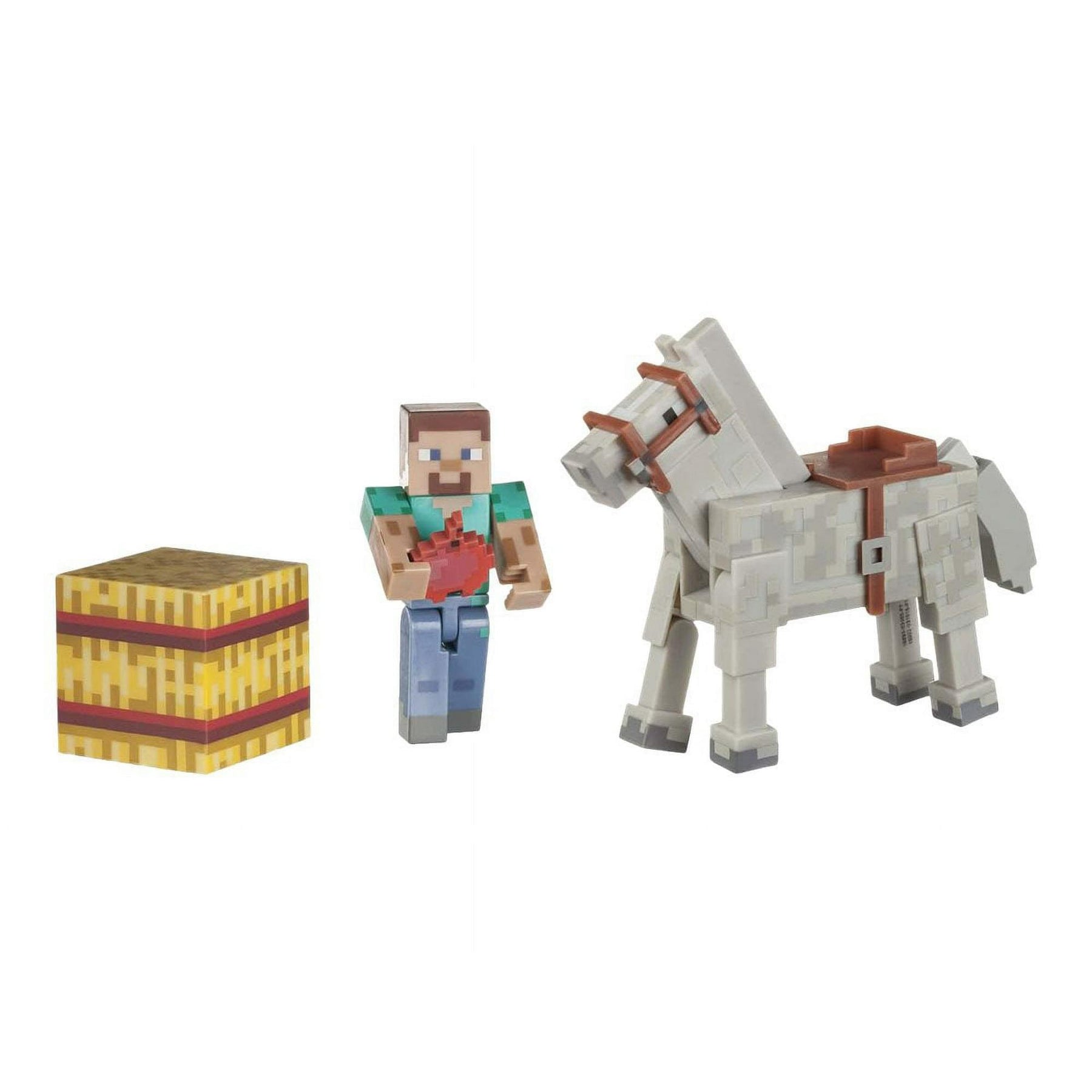 Minecraft 3" Action Figure 2-Pack: Steve with White Horse