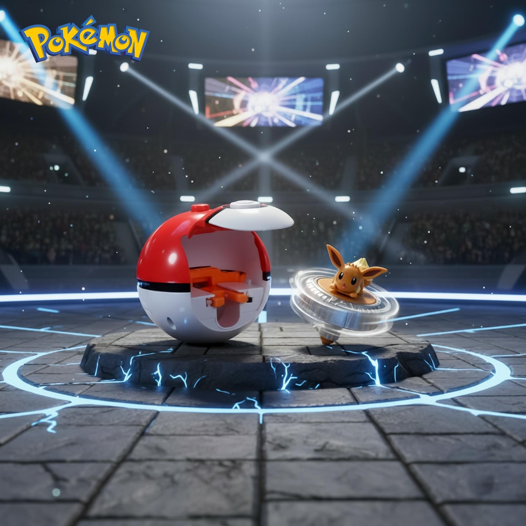 Pokemon Battle Spinning Top and Poke Ball Launcher| Eevee
