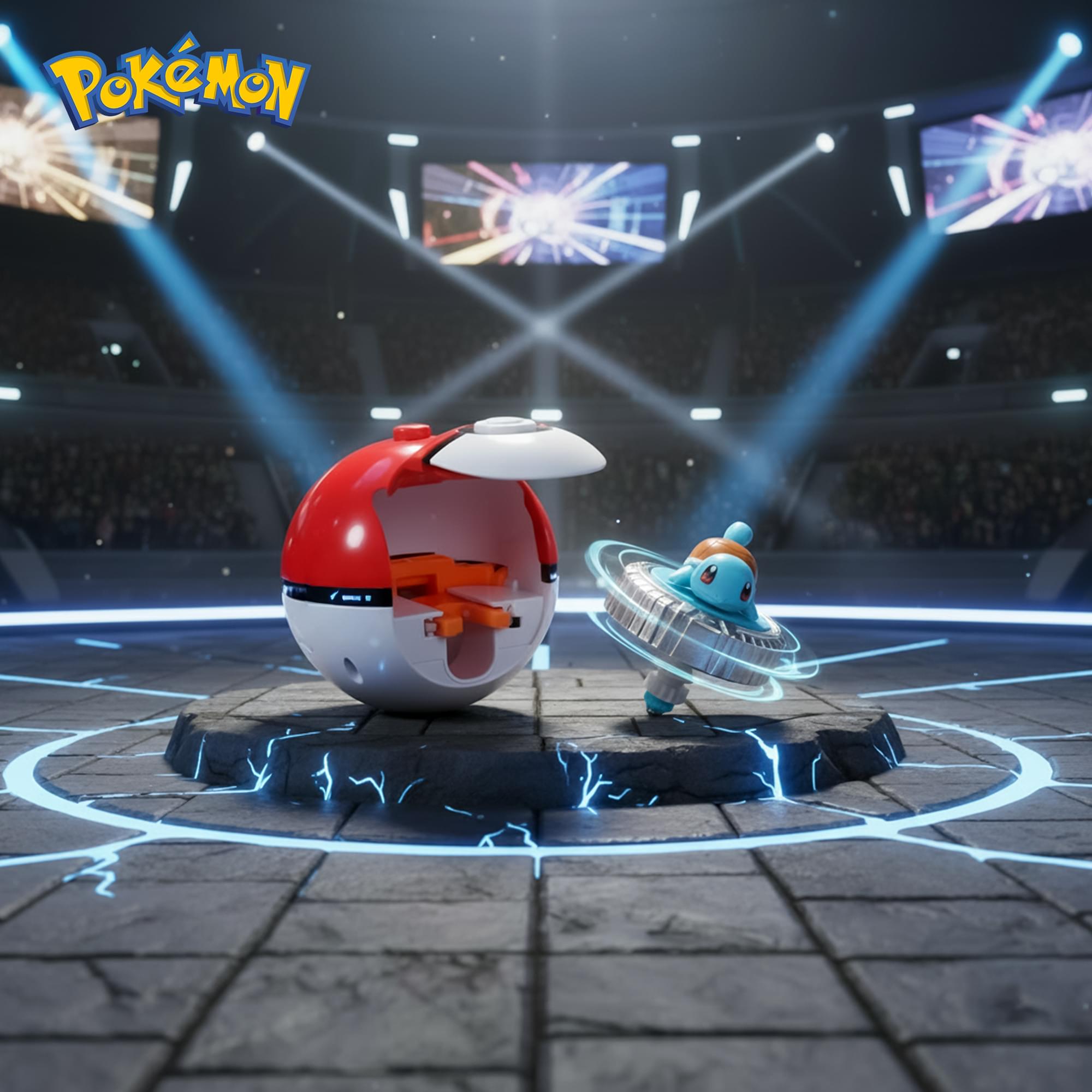 Pokemon Battle Spinning Top and Poke Ball Launcher| Squirtle