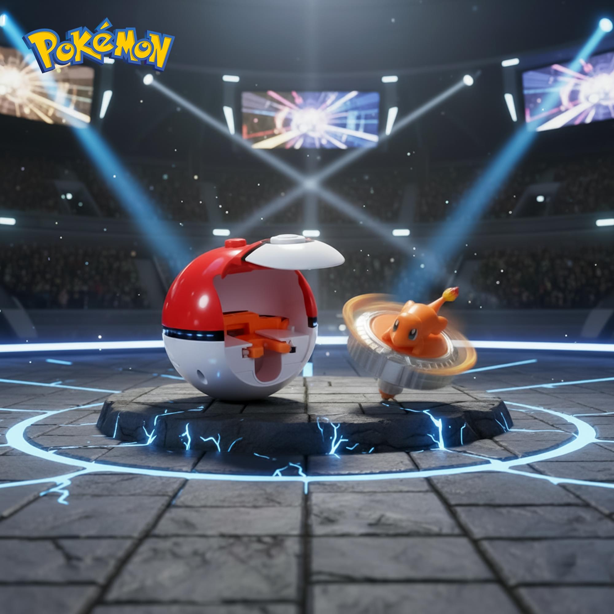 Pokemon Battle Spinning Top and Poke Ball Launcher| Charmander