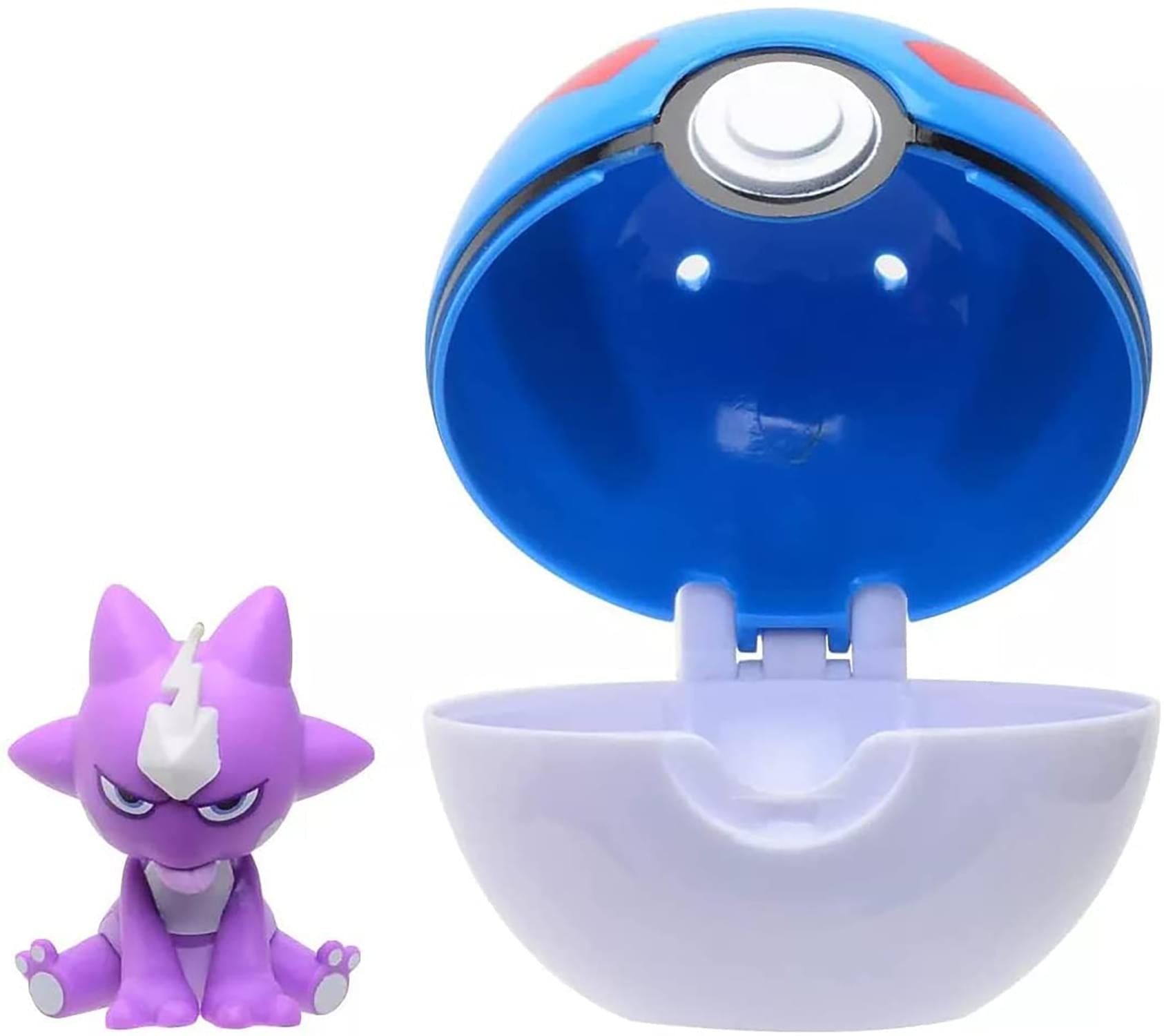 Pokemon Clip N Go Poke Ball Set | 2 Inch Toxel & Great Ball