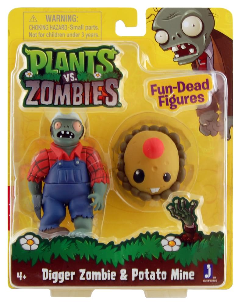 Plants Vs Zombies 3" Figure 2-Pack: Digger Zombie & Potato Mine