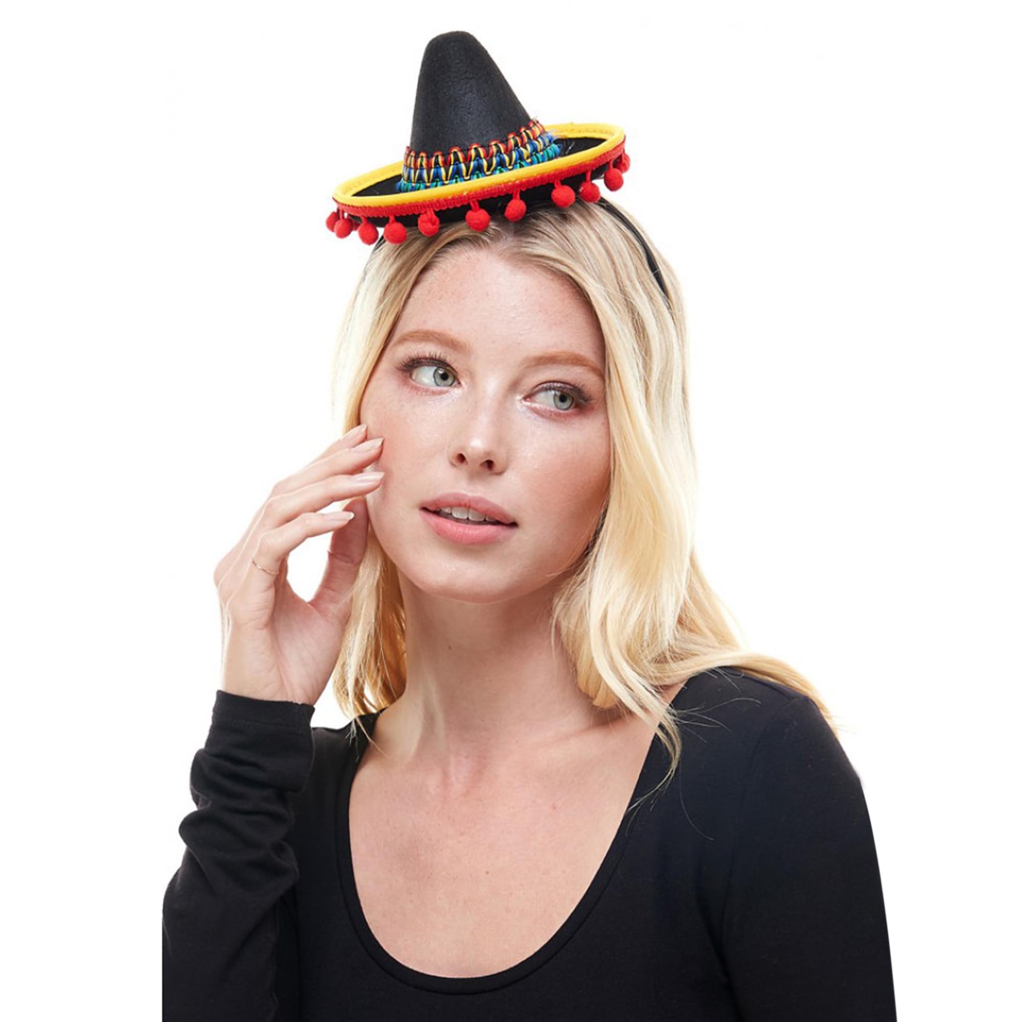 Mini Sombrero Hat Costume Headband | Black