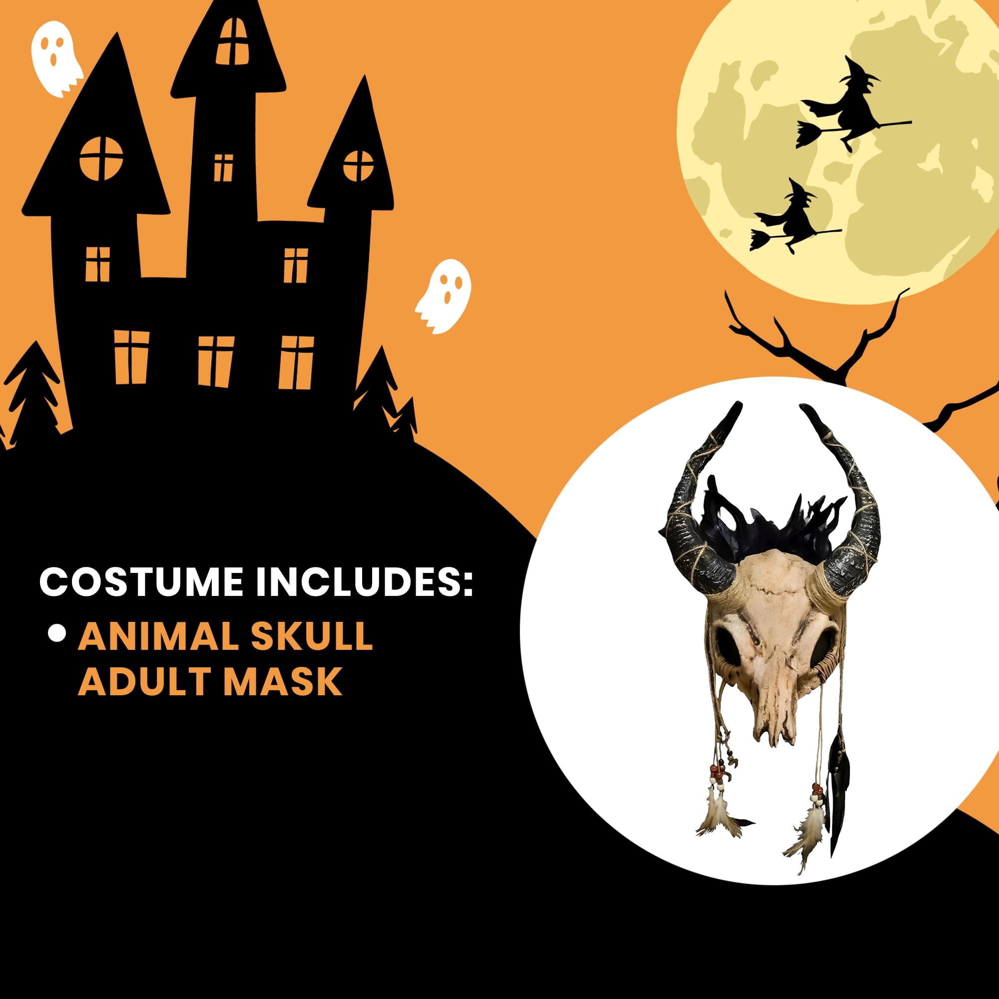 Horned Demon Animal Skull Adult Costume Mask