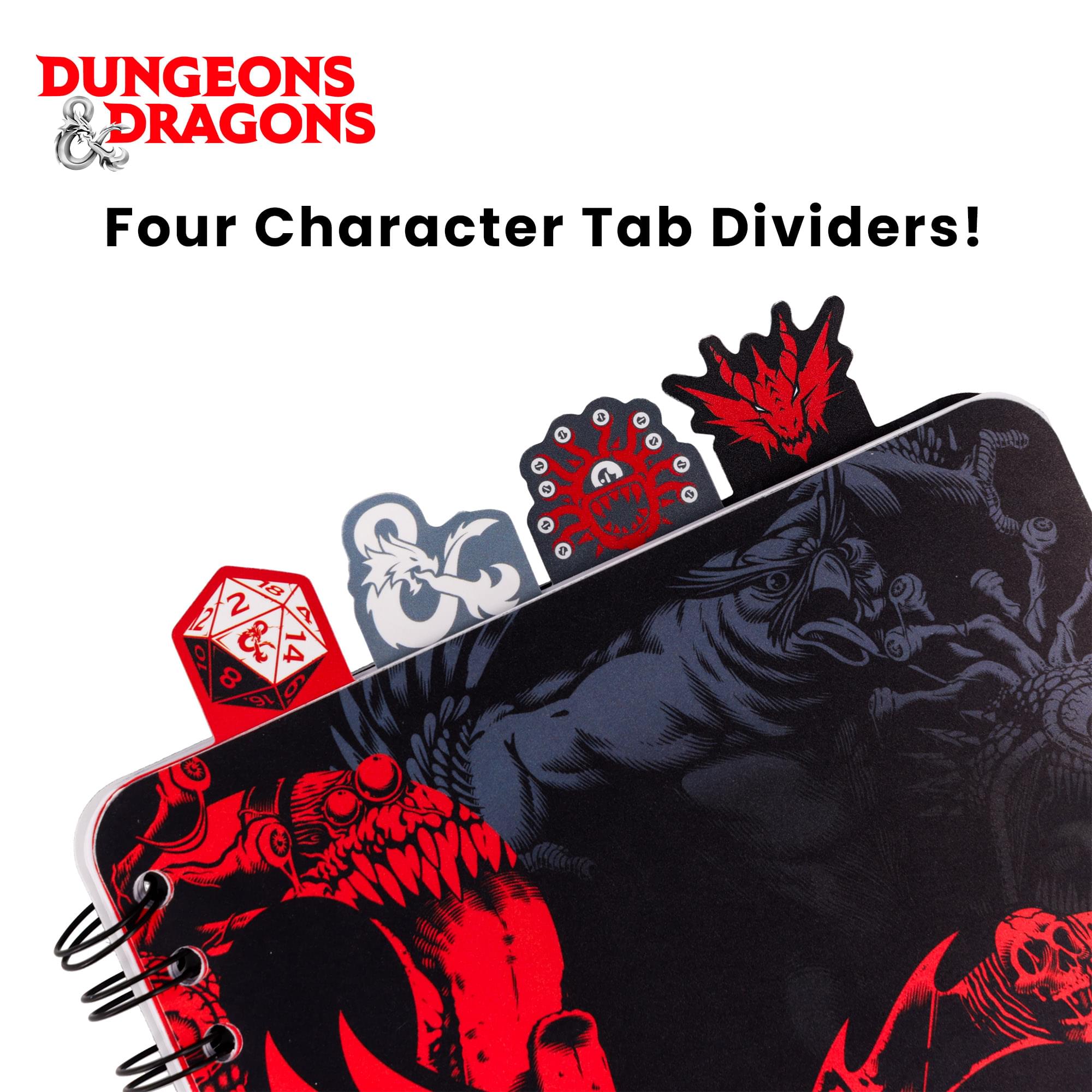 Dungeons & Dragons Monsters 4-Tab Spiral Notebook With 160 Dotted Sheets