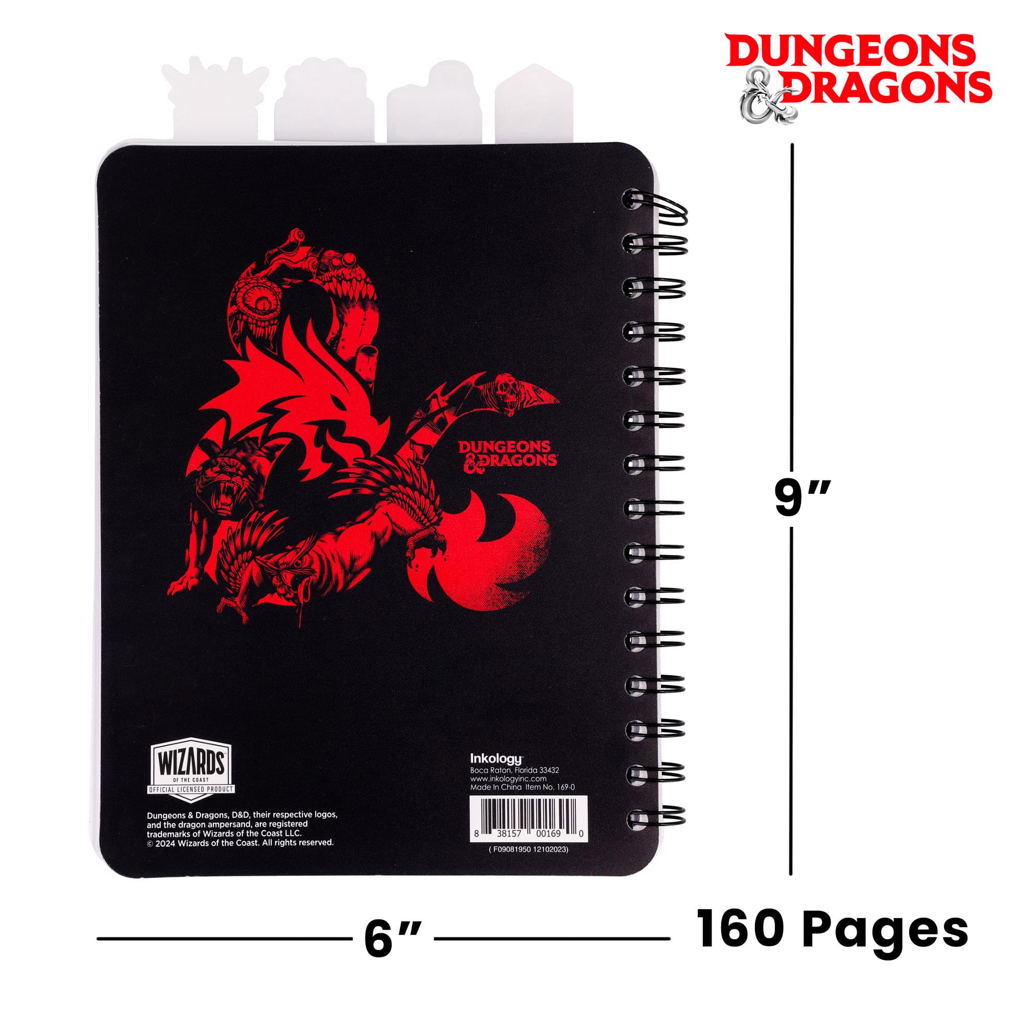 Dungeons & Dragons Monsters 4-Tab Spiral Notebook With 160 Dotted Sheets