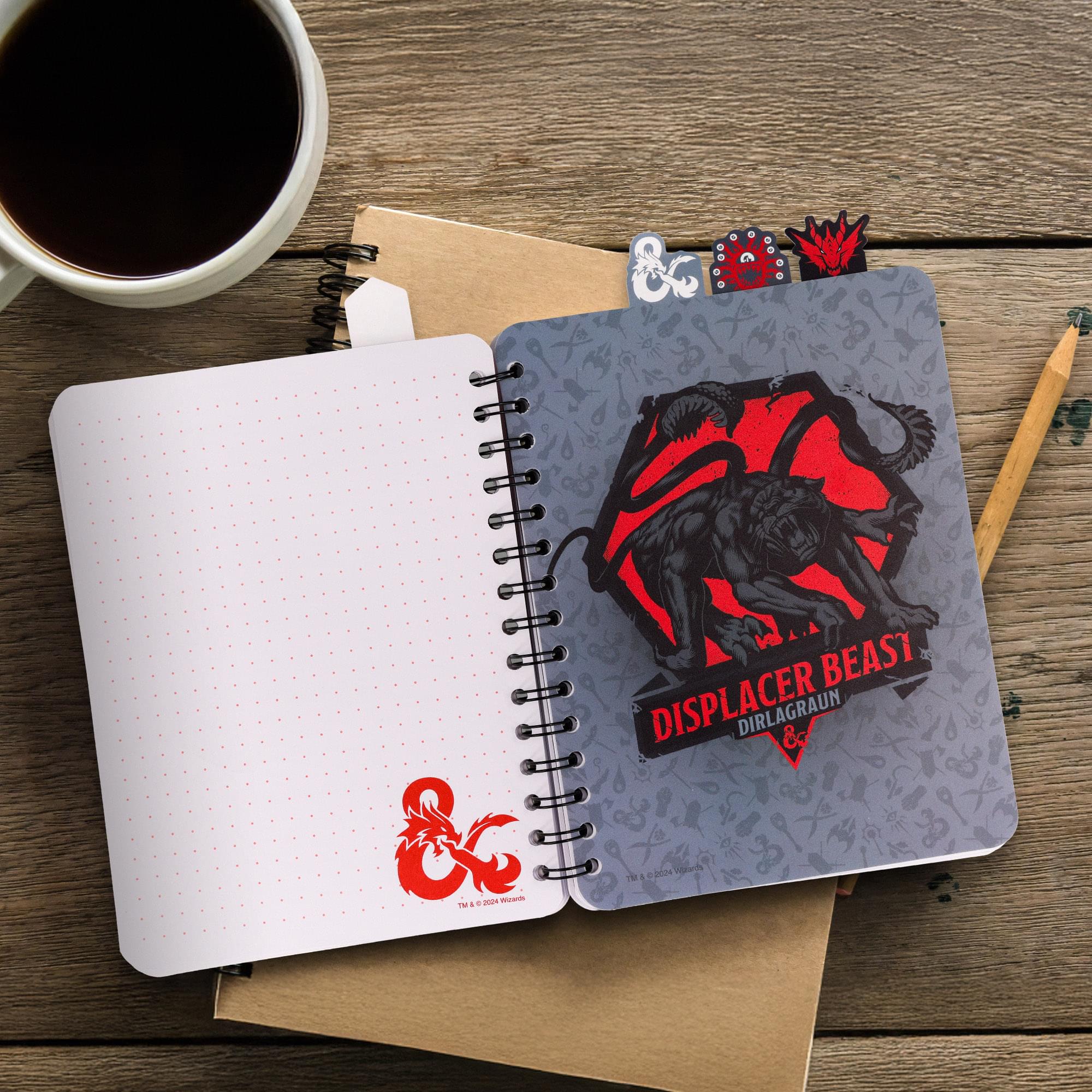 Dungeons & Dragons Monsters 4-Tab Spiral Notebook With 160 Dotted Sheets