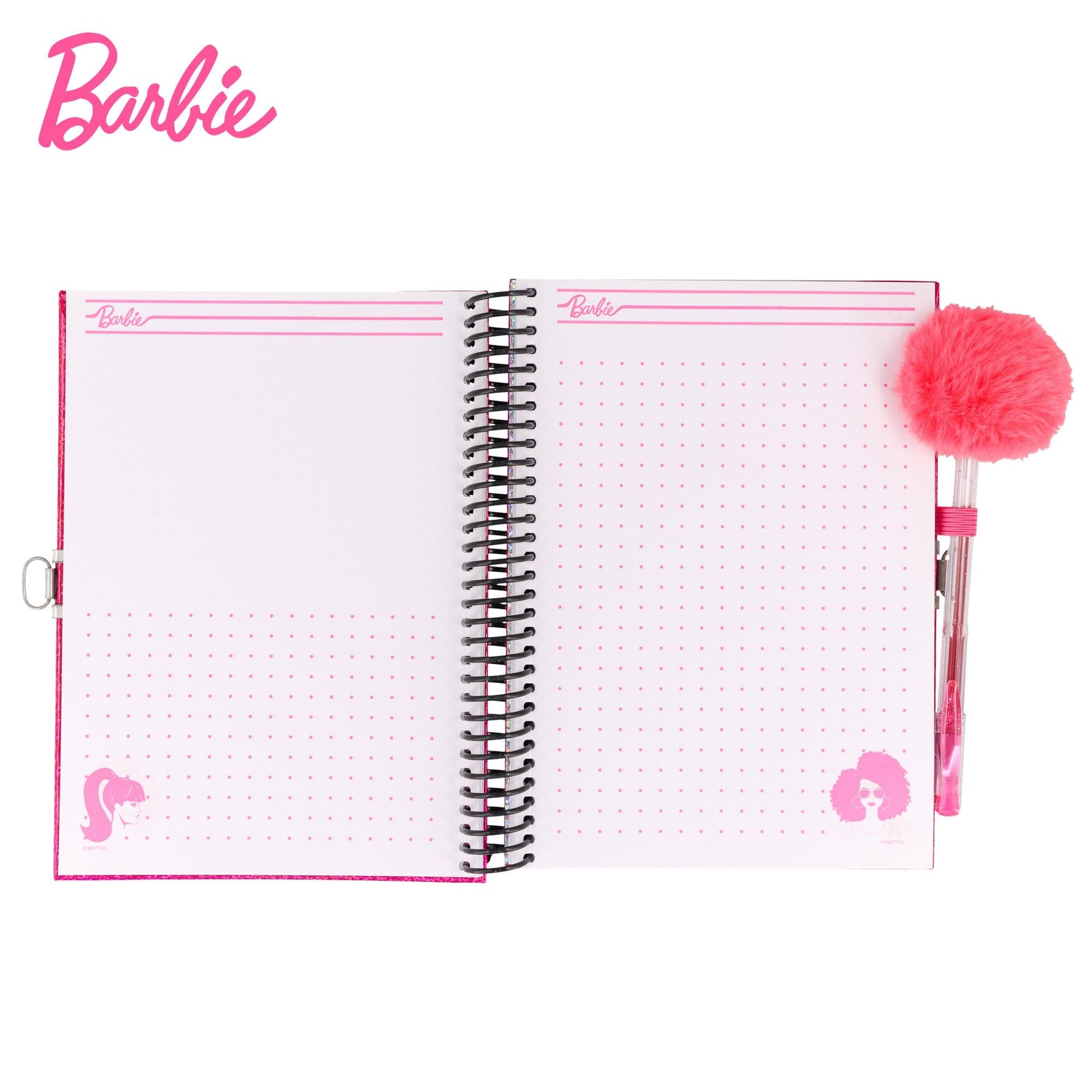 Barbie 200-Page Spiral Notebook With Lock, Gel Pen, and Stickers | 6 x 8 Inches