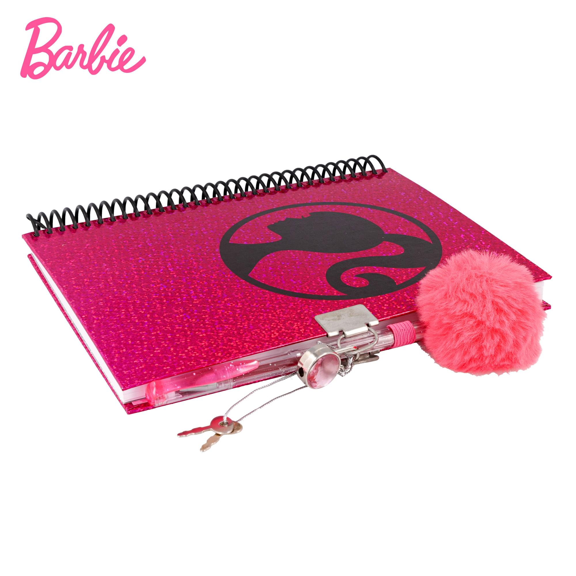Barbie 200-Page Spiral Notebook With Lock, Gel Pen, and Stickers | 6 x 8 Inches